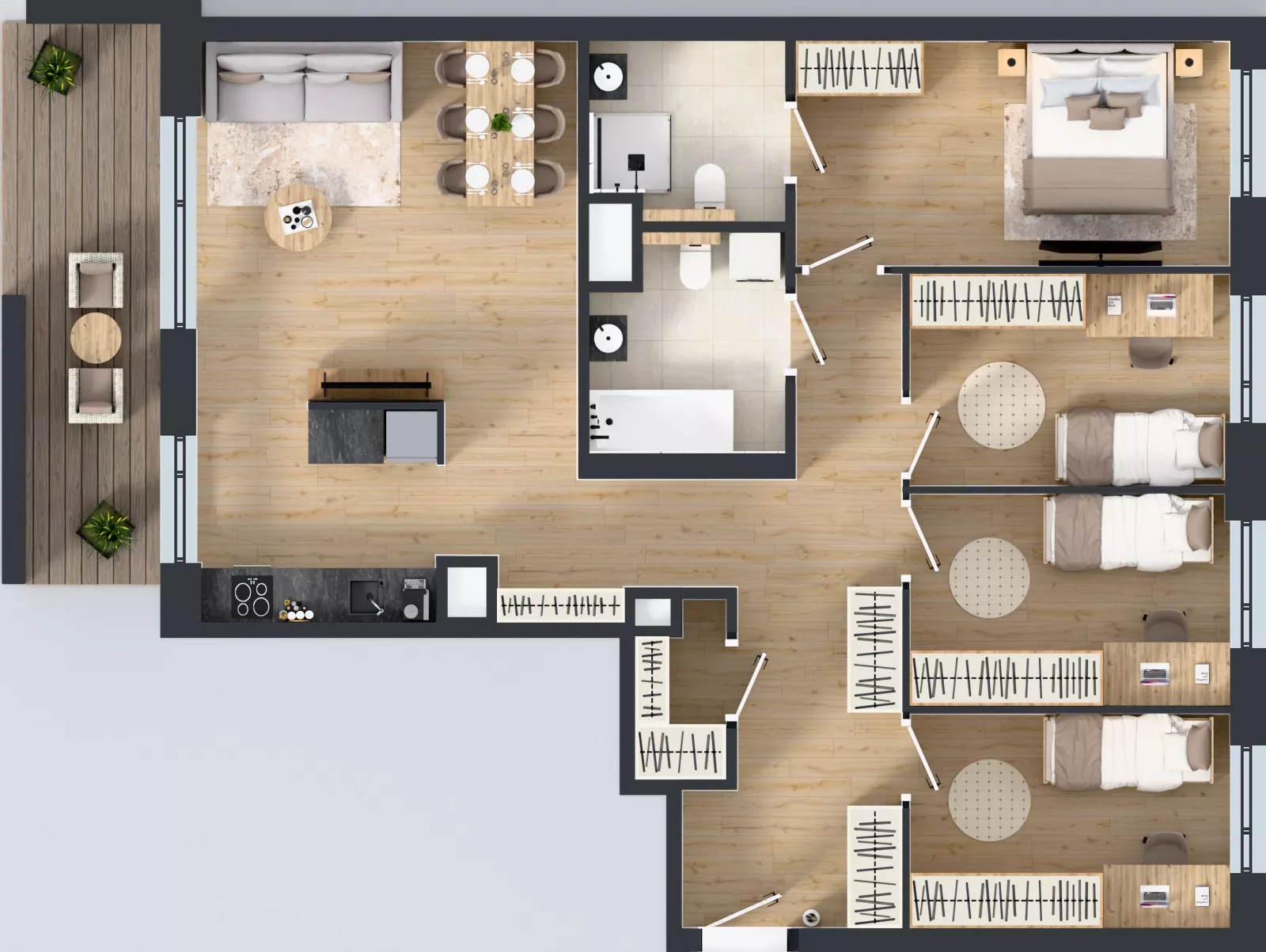 5 pokoi, mieszkanie 99,25 m², piętro 1, oferta nr F/8, Apartamenty Literacka bud. E i F, Warszawa, Bielany, Piaski, ul. Literacka