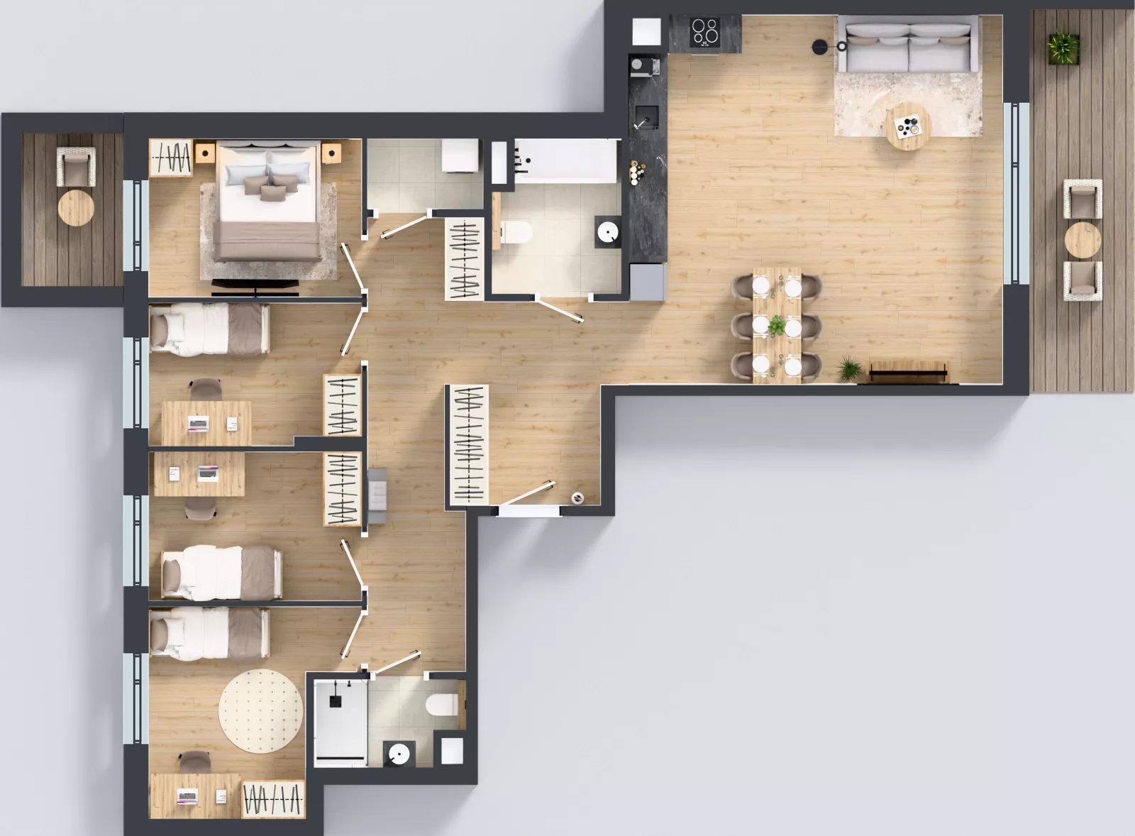 5 pokoi, mieszkanie 103,37 m², piętro 1, oferta nr F/66, Apartamenty Literacka bud. E i F, Warszawa, Bielany, Piaski, ul. Literacka