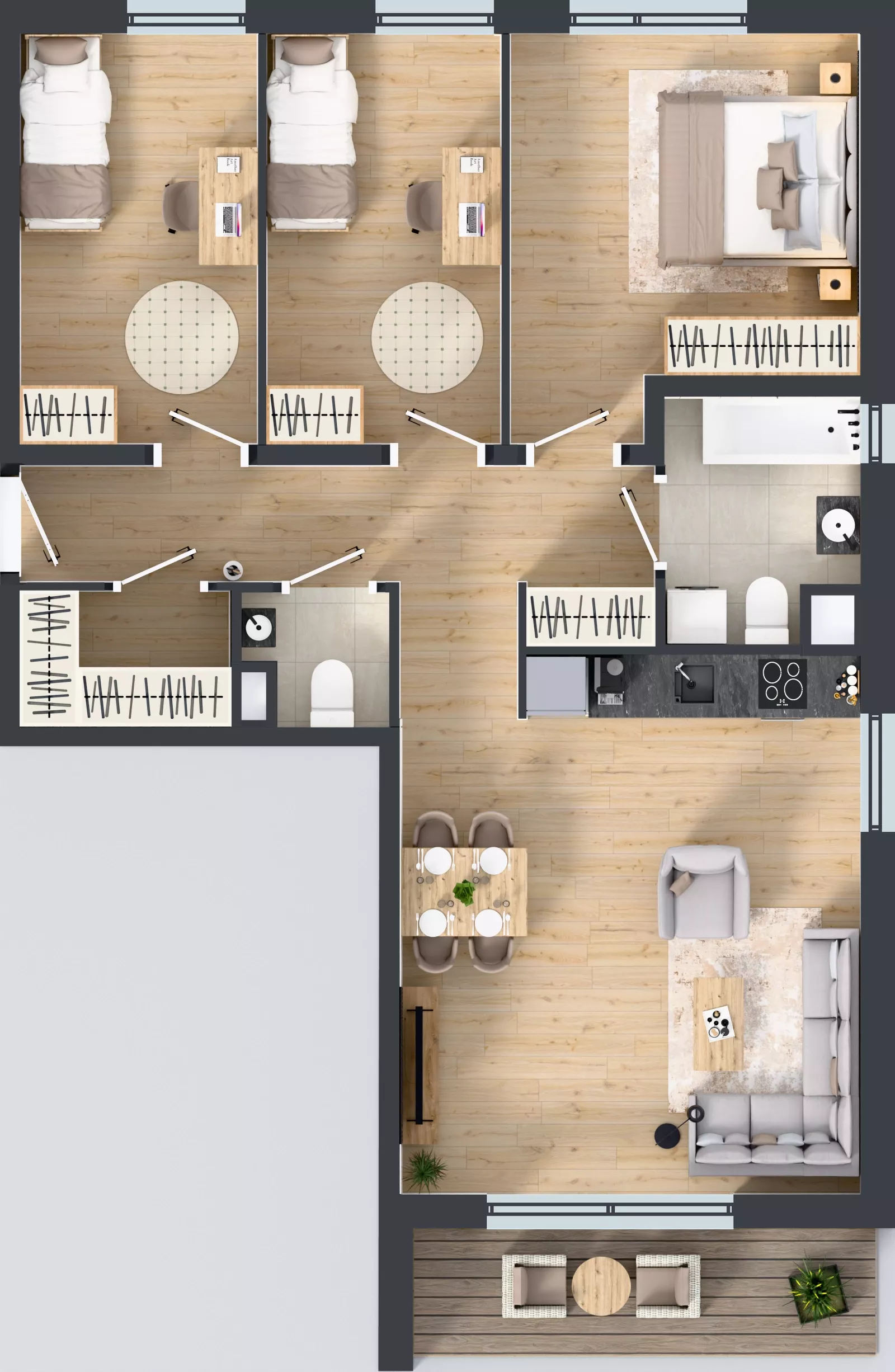 4 pokoje, mieszkanie 76,90 m², piętro 2, oferta nr M/7, Wille Biskupin etap 1.3, Wrocław, Biskupin-Sępolno-Dąbie-Bartoszowice, Śródmieście, ul. Braci Gierymskich