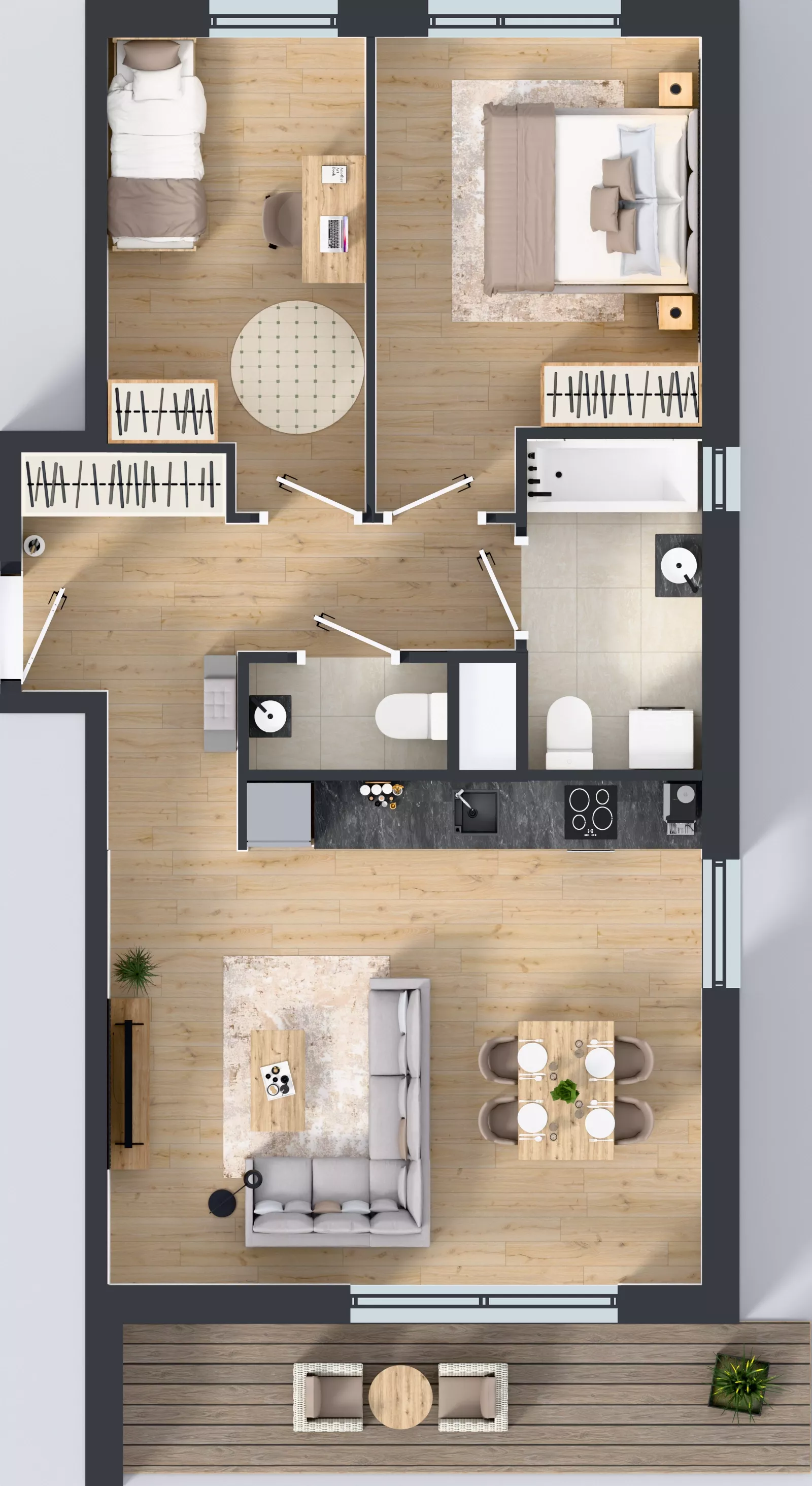 3 pokoje, mieszkanie 63,97 m², piętro 1, oferta nr N/4, Wille Biskupin etap 1.3, Wrocław, Biskupin-Sępolno-Dąbie-Bartoszowice, Śródmieście, ul. Braci Gierymskich