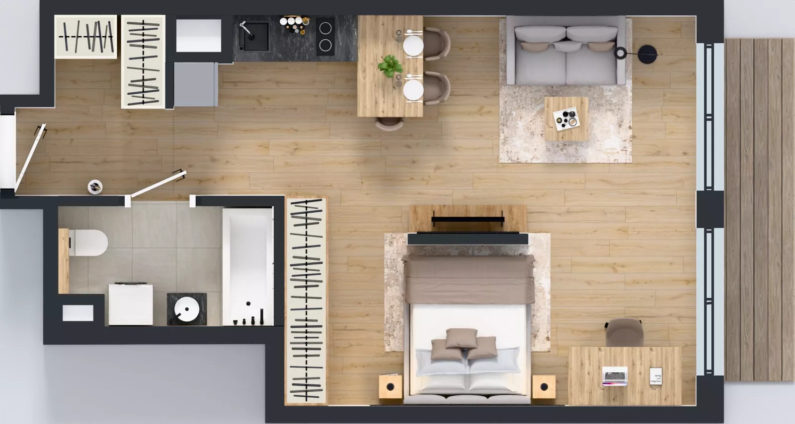 1 pokój, mieszkanie 41,90 m², piętro 3, oferta nr A/52, Apartamenty Grzybowska 11, Warszawa, Śródmieście, Śródmieście Północne, ul. Grzybowska 11