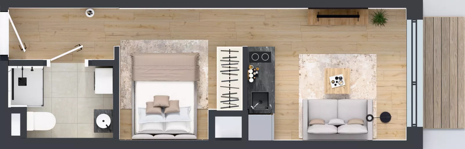 1 pokój, mieszkanie 26,83 m², piętro 4, oferta nr A/74, Apartamenty Grzybowska 11, Warszawa, Śródmieście, Śródmieście Północne, ul. Grzybowska 11