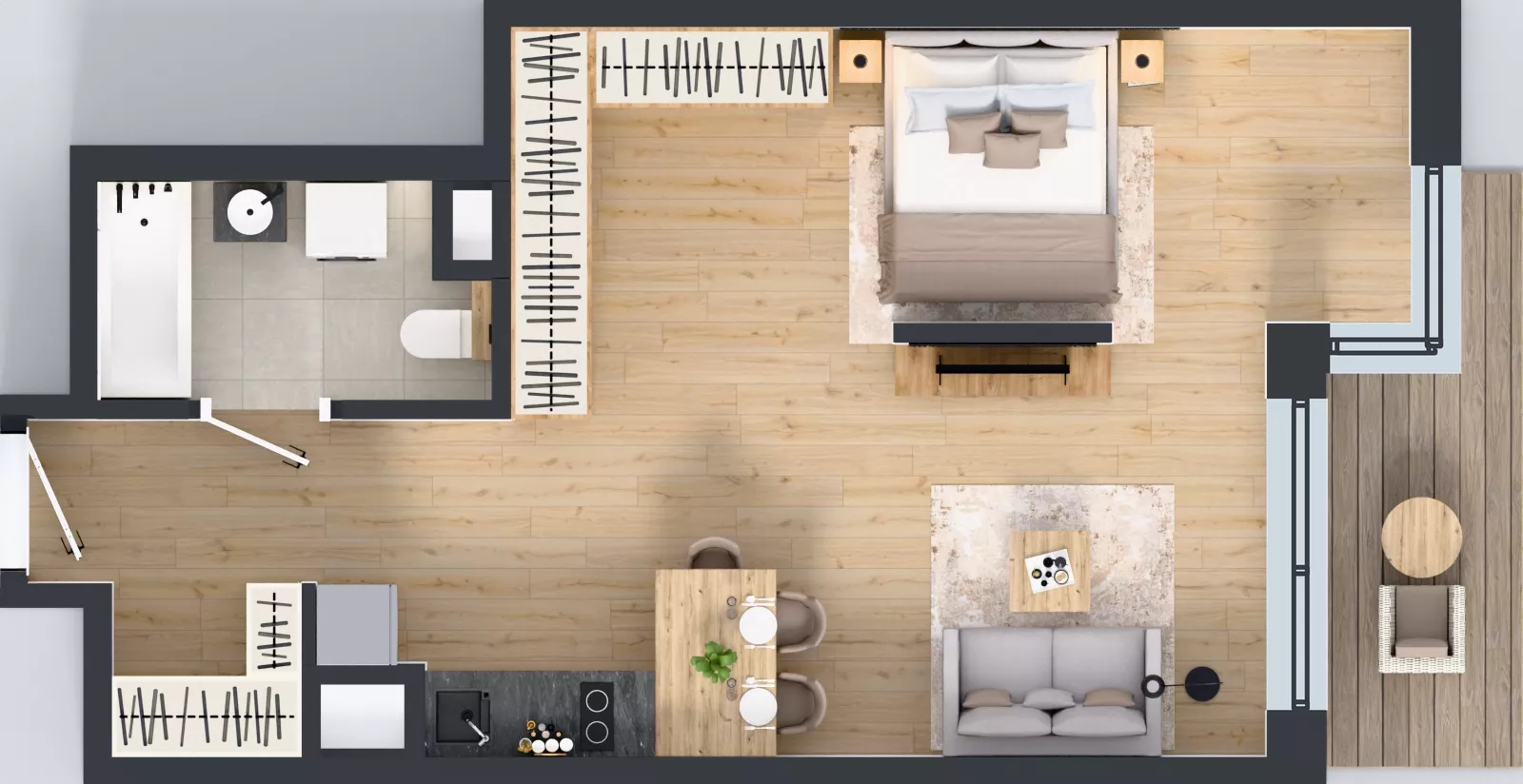 1 pokój, mieszkanie 44,48 m², piętro 5, oferta nr A/104, Apartamenty Grzybowska 11, Warszawa, Śródmieście, Śródmieście Północne, ul. Grzybowska 11