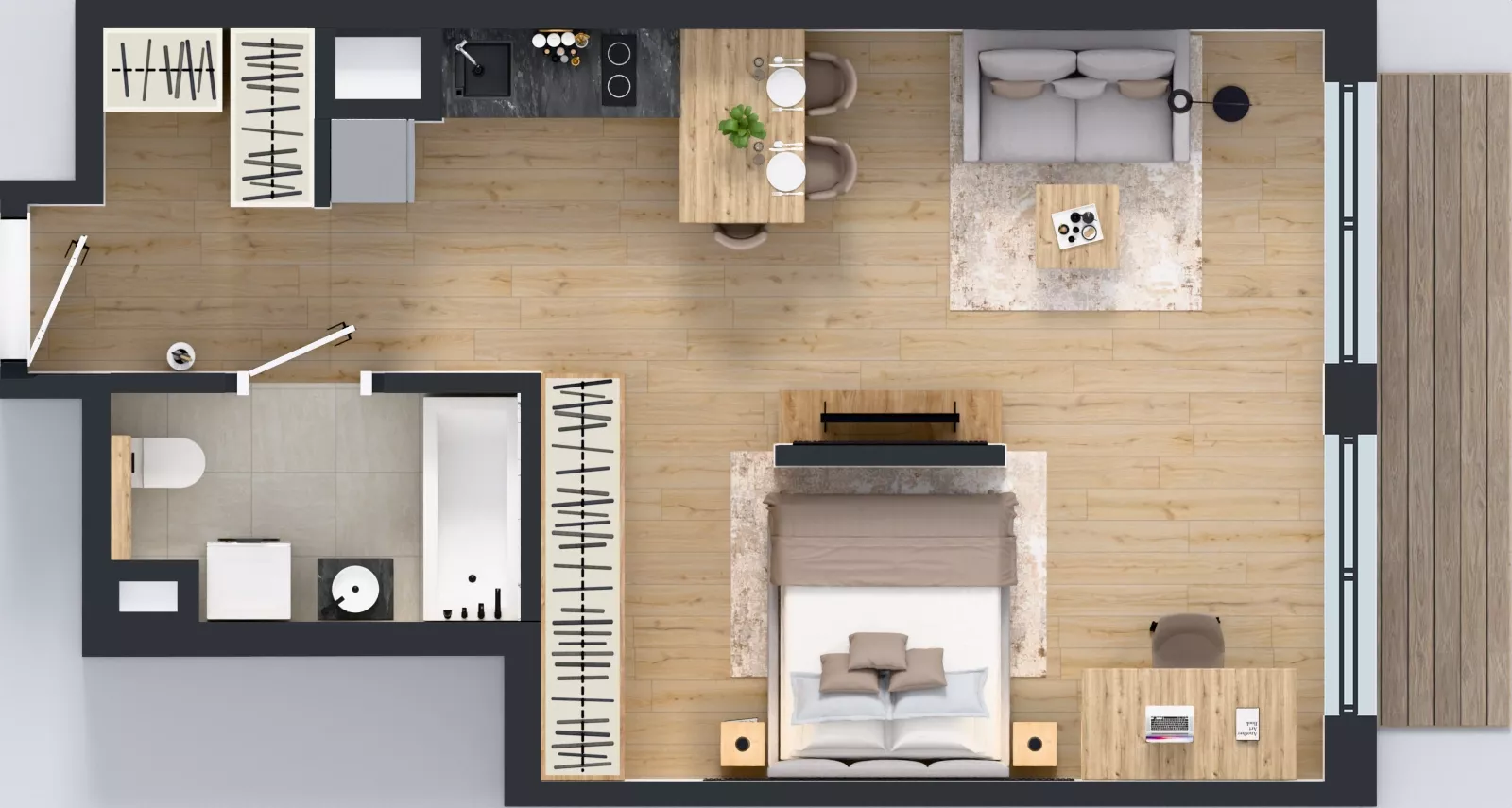 1 pokój, mieszkanie 42,24 m², piętro 6, oferta nr A/121, Apartamenty Grzybowska 11, Warszawa, Śródmieście, Śródmieście Północne, ul. Grzybowska 11