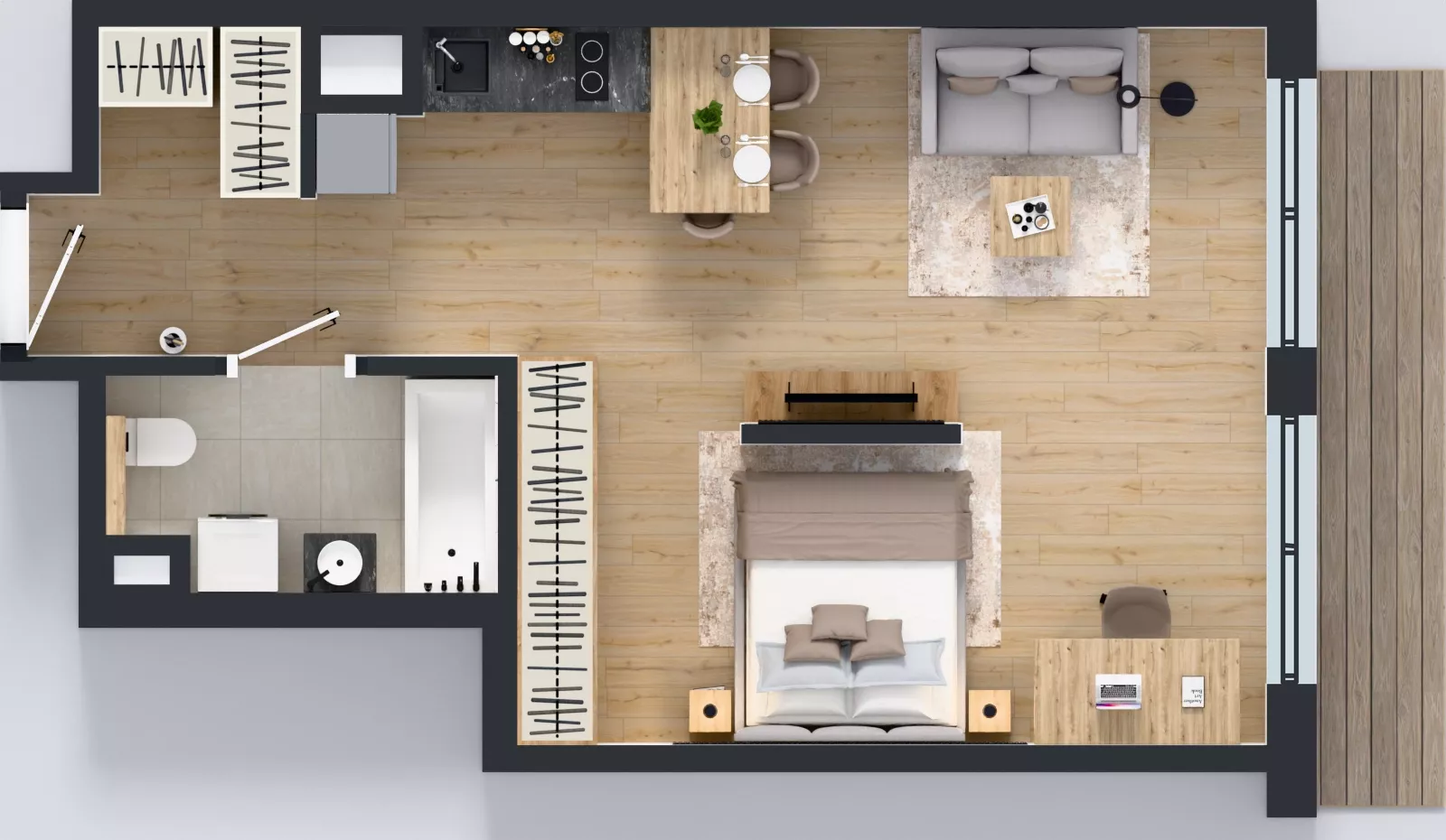 1 pokój, mieszkanie 42,24 m², piętro 8, oferta nr A/167, Apartamenty Grzybowska 11, Warszawa, Śródmieście, Śródmieście Północne, ul. Grzybowska 11