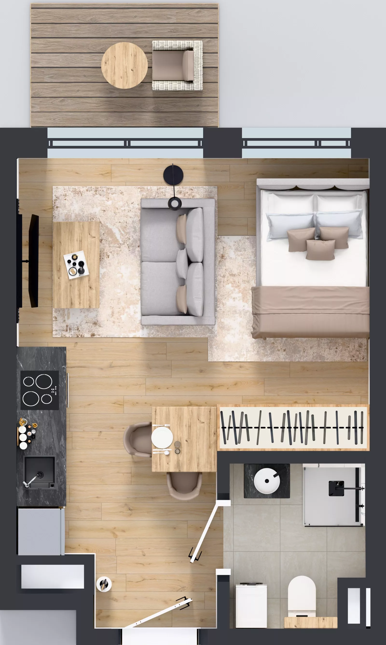 1 pokój, mieszkanie 25,38 m², piętro 1, oferta nr B/6, Bokserska 71 etap 2.2, Warszawa, Ursynów, Wyczółki, ul. Bokserska 71