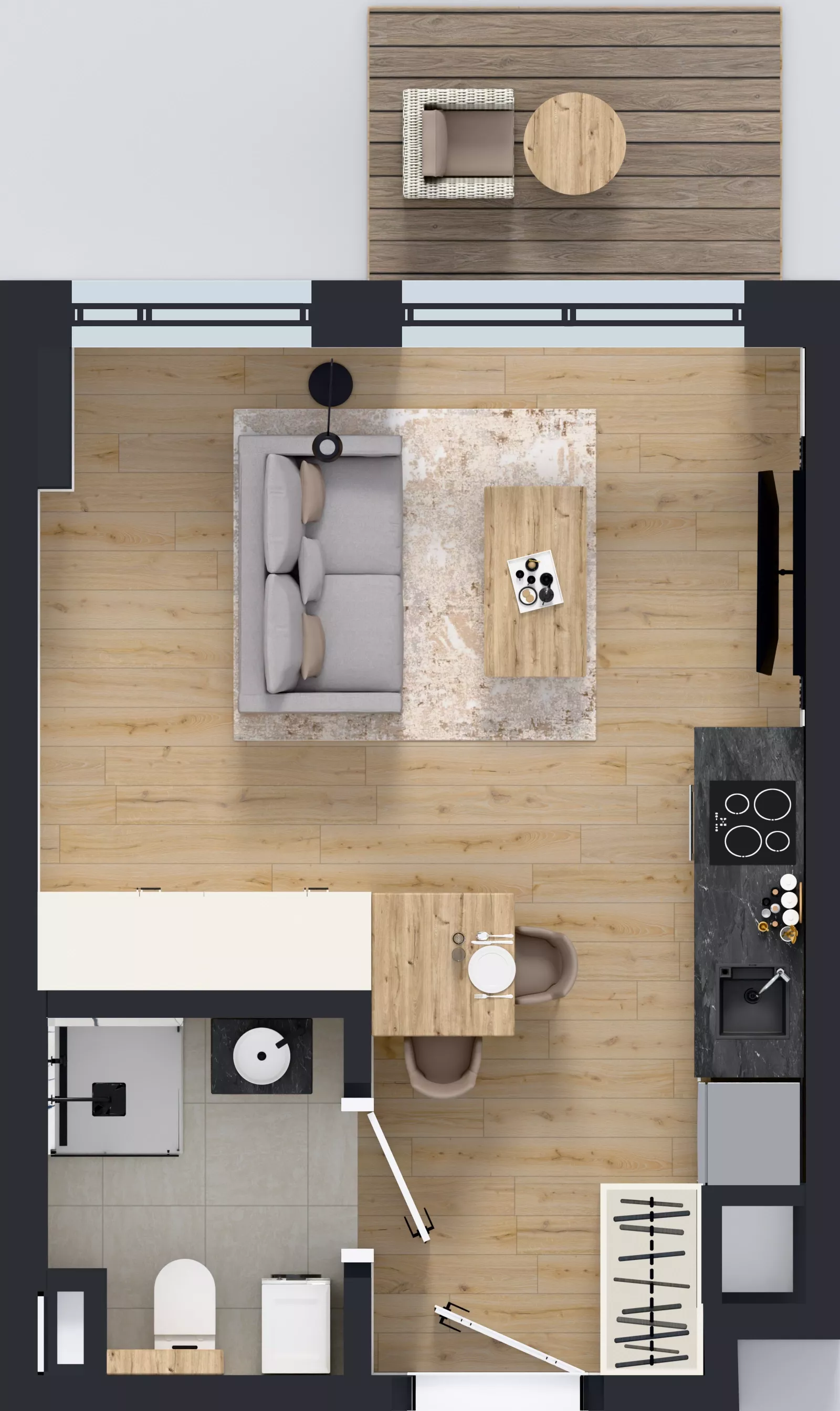 1 pokój, mieszkanie 25,43 m², piętro 1, oferta nr B/7, Bokserska 71 etap 2.2, Warszawa, Ursynów, Wyczółki, ul. Bokserska 71