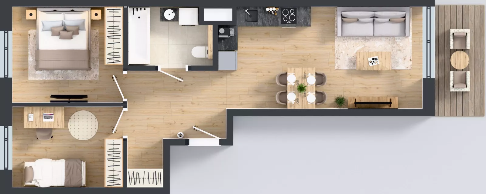 3 pokoje, mieszkanie 54,96 m², piętro 6, oferta nr C/28, Bokserska 71 etap 2.2, Warszawa, Ursynów, Wyczółki, ul. Bokserska 71