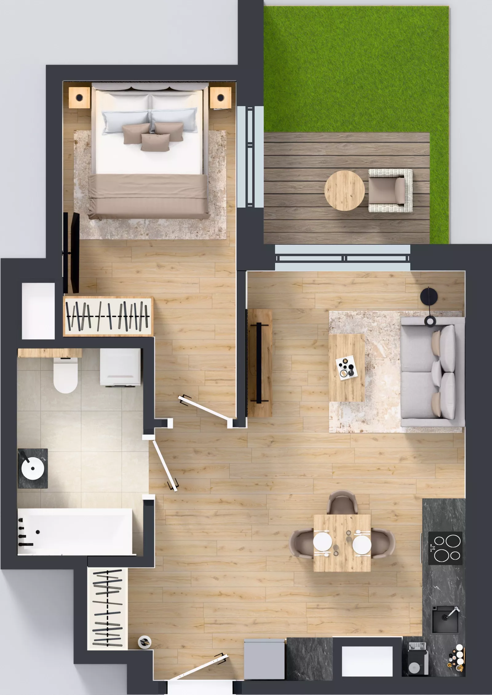 2 pokoje, mieszkanie 42,48 m², parter, oferta nr C/33, Bokserska 71 etap 2.2, Warszawa, Ursynów, Wyczółki, ul. Bokserska 71