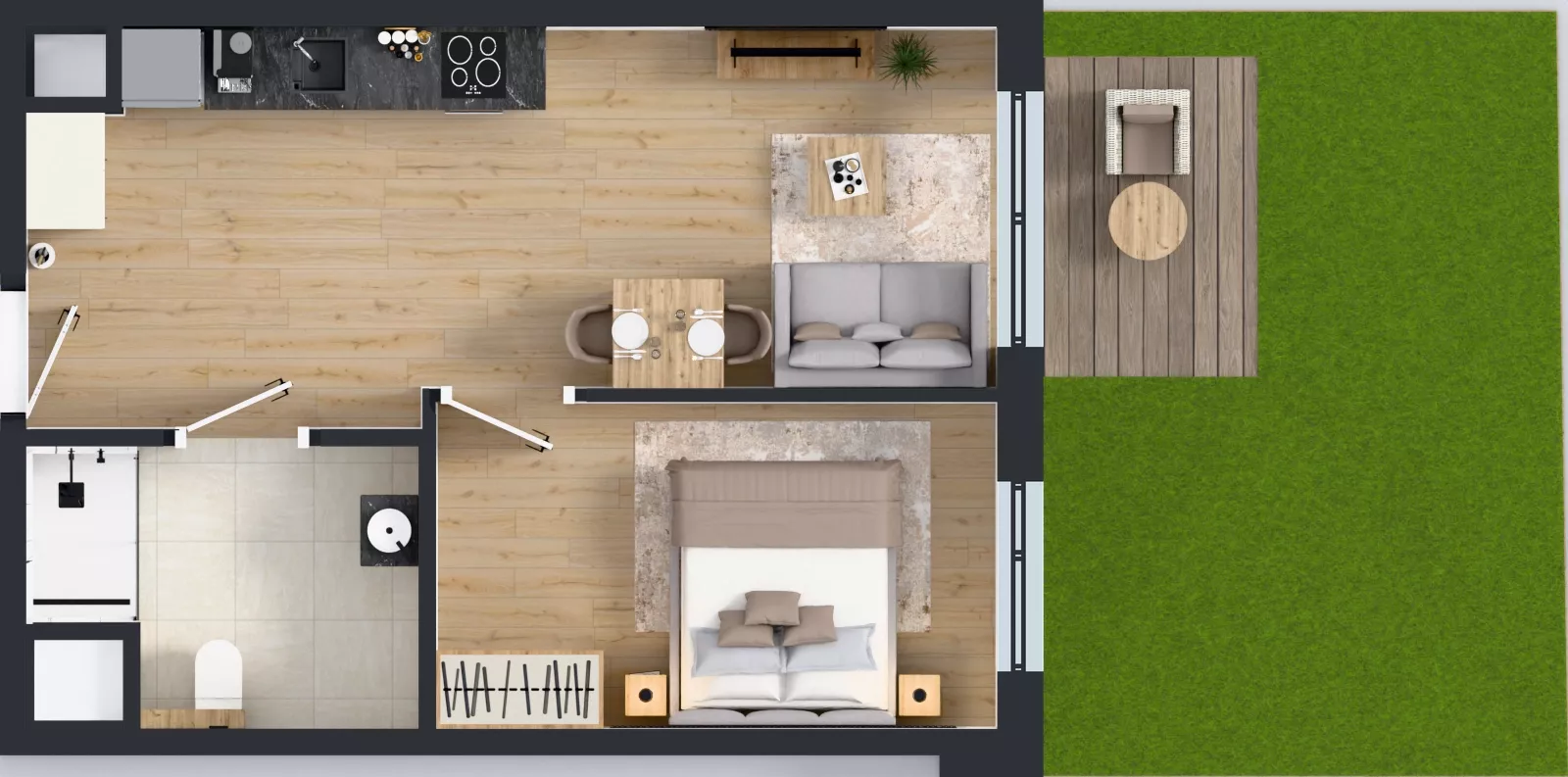 2 pokoje, mieszkanie 39,83 m², parter, oferta nr B/2, Osiedle Urbino 4, Warszawa, Włochy, Raków, ul. Szybka