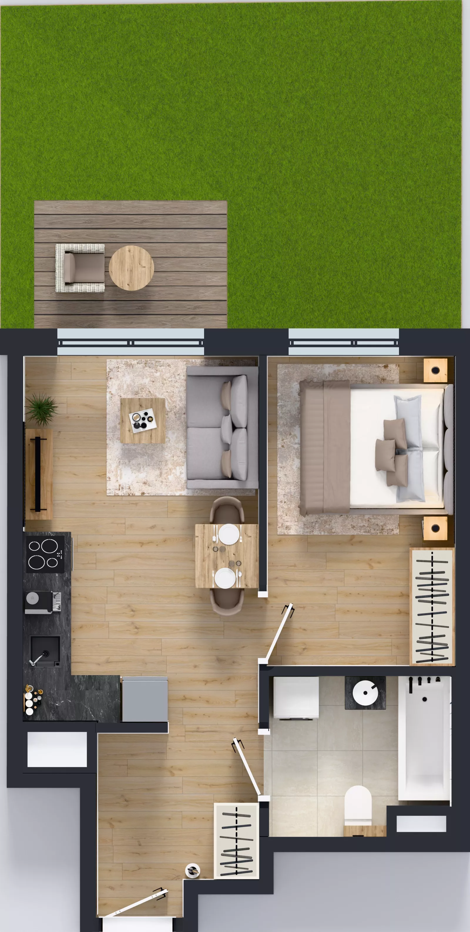 2 pokoje, mieszkanie 37,31 m², parter, oferta nr B/38, Osiedle Urbino 4, Warszawa, Włochy, Raków, ul. Szybka