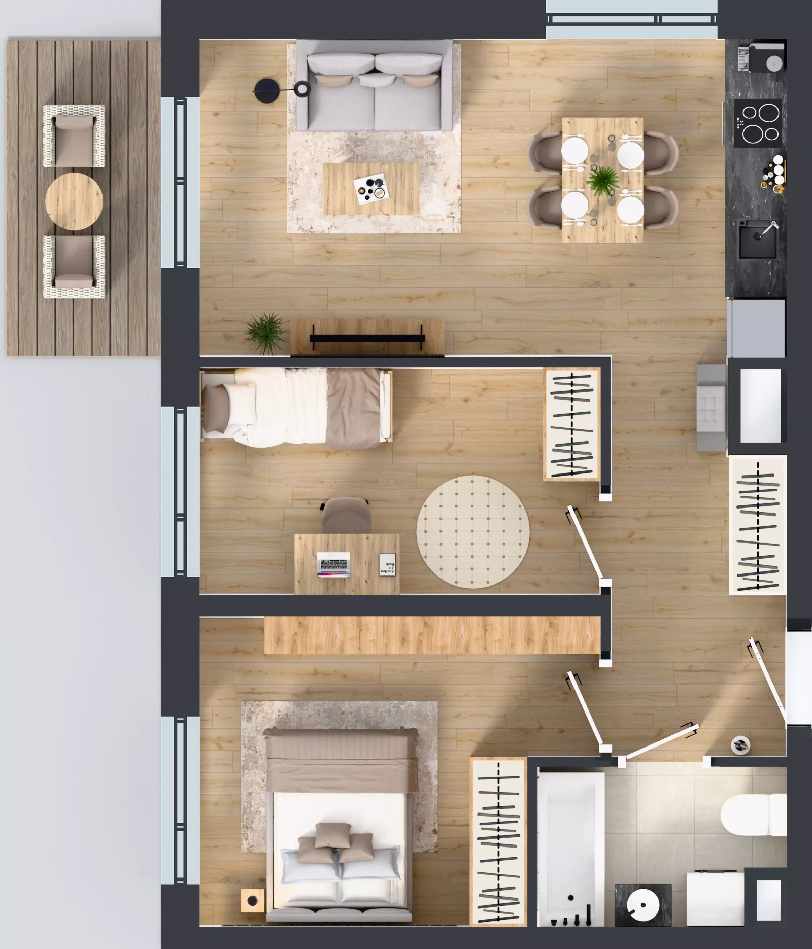 3 pokoje, mieszkanie 53,50 m², piętro 2, oferta nr D/12, Przystanek Prądnik, Kraków, Prądnik Biały, Górka Narodowa, ul. ks. Józefa Meiera 70