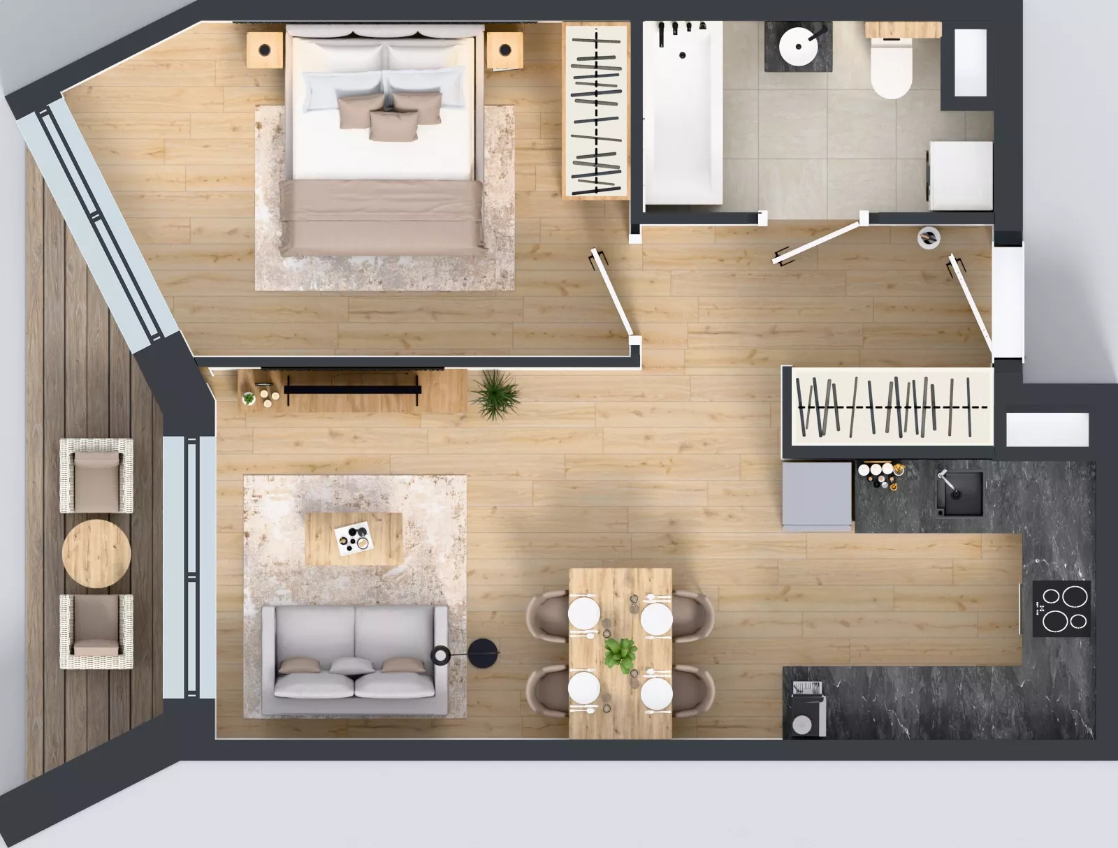 2 pokoje, mieszkanie 45,48 m², piętro 1, oferta nr B/5, Osiedle przy Wielickiej etap 1.2, Kraków, Bieżanów-Prokocim, ul. M. Orwid