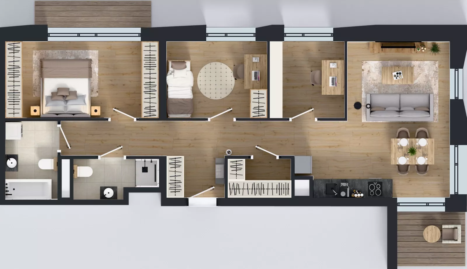 4 pokoje, mieszkanie 78,65 m², piętro 2, oferta nr B/8, Osiedle przy Wielickiej etap 1.2, Kraków, Bieżanów-Prokocim, ul. M. Orwid