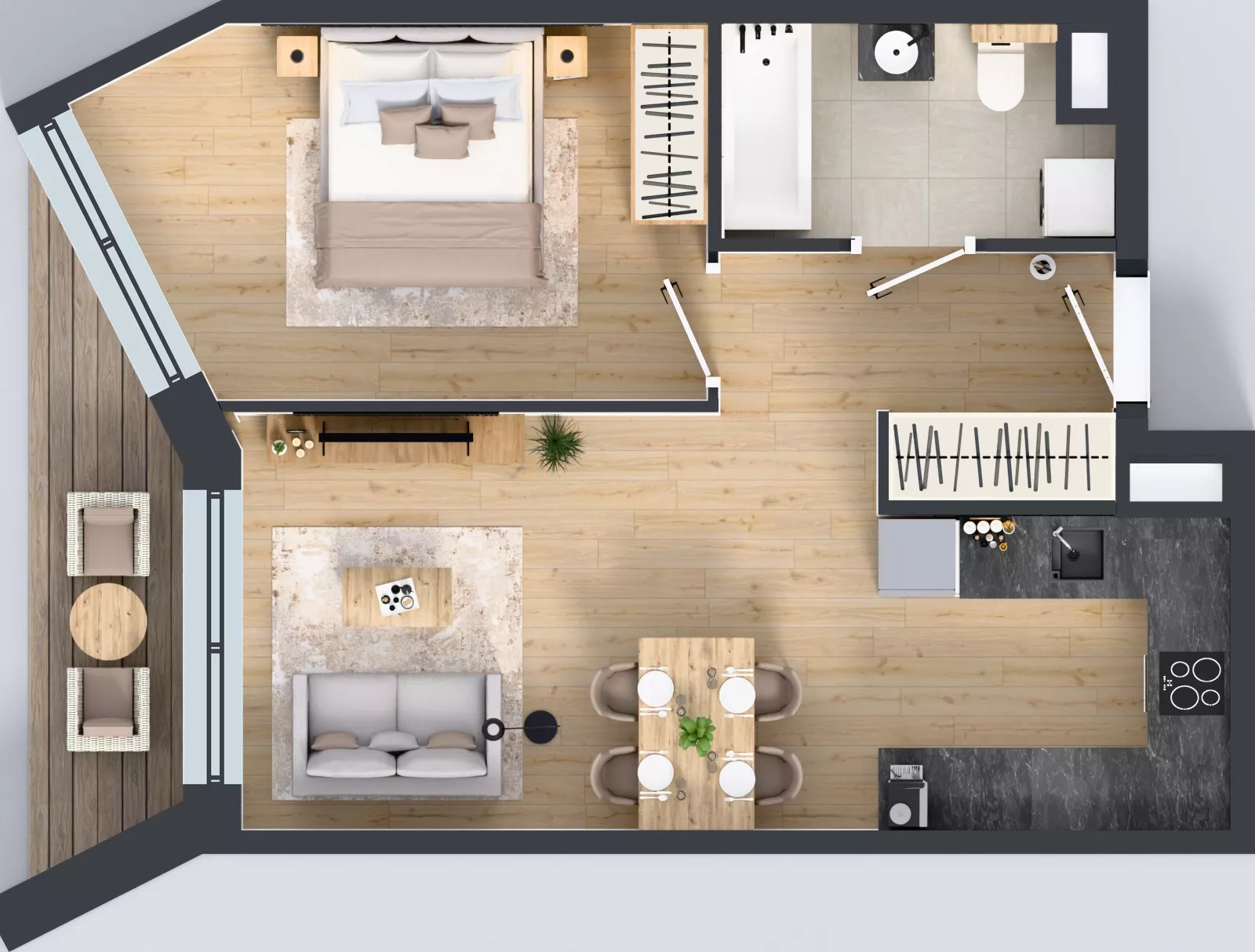 2 pokoje, mieszkanie 45,48 m², piętro 2, oferta nr B/12, Osiedle przy Wielickiej etap 1.2, Kraków, Bieżanów-Prokocim, ul. M. Orwid