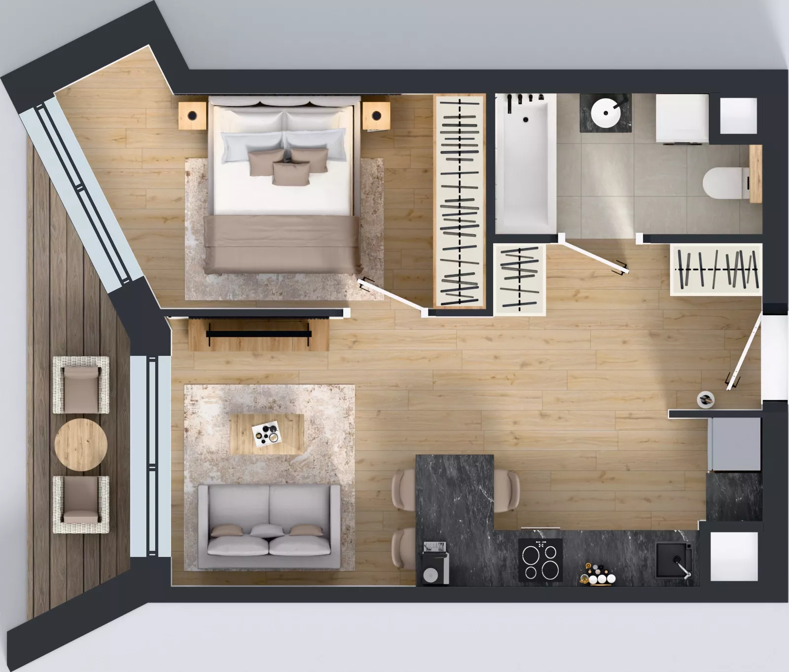 2 pokoje, mieszkanie 38,24 m², piętro 2, oferta nr B/13, Osiedle przy Wielickiej etap 1.2, Kraków, Bieżanów-Prokocim, ul. M. Orwid