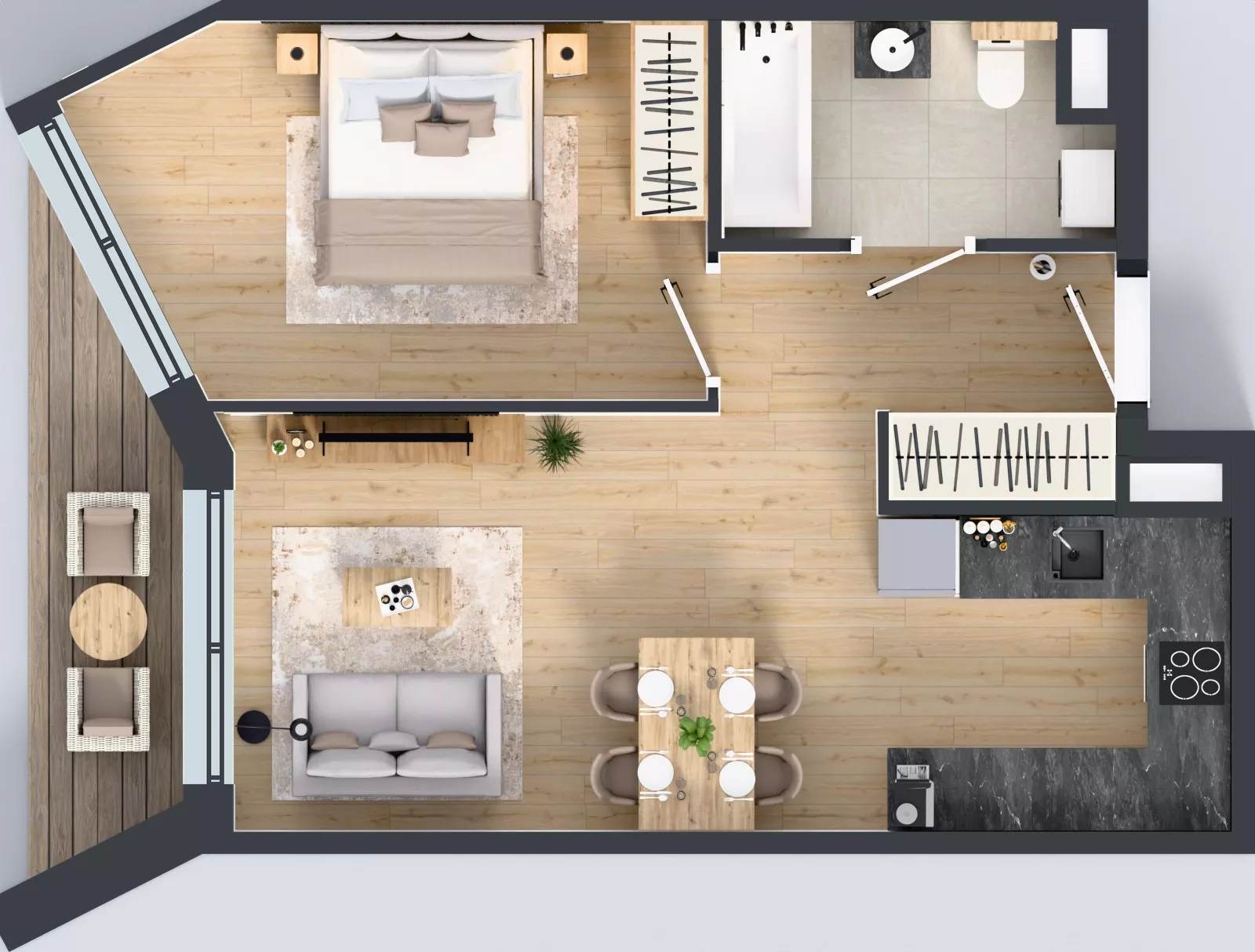 2 pokoje, mieszkanie 46,14 m², piętro 4, oferta nr B/26, Osiedle przy Wielickiej etap 1.2, Kraków, Bieżanów-Prokocim, ul. M. Orwid