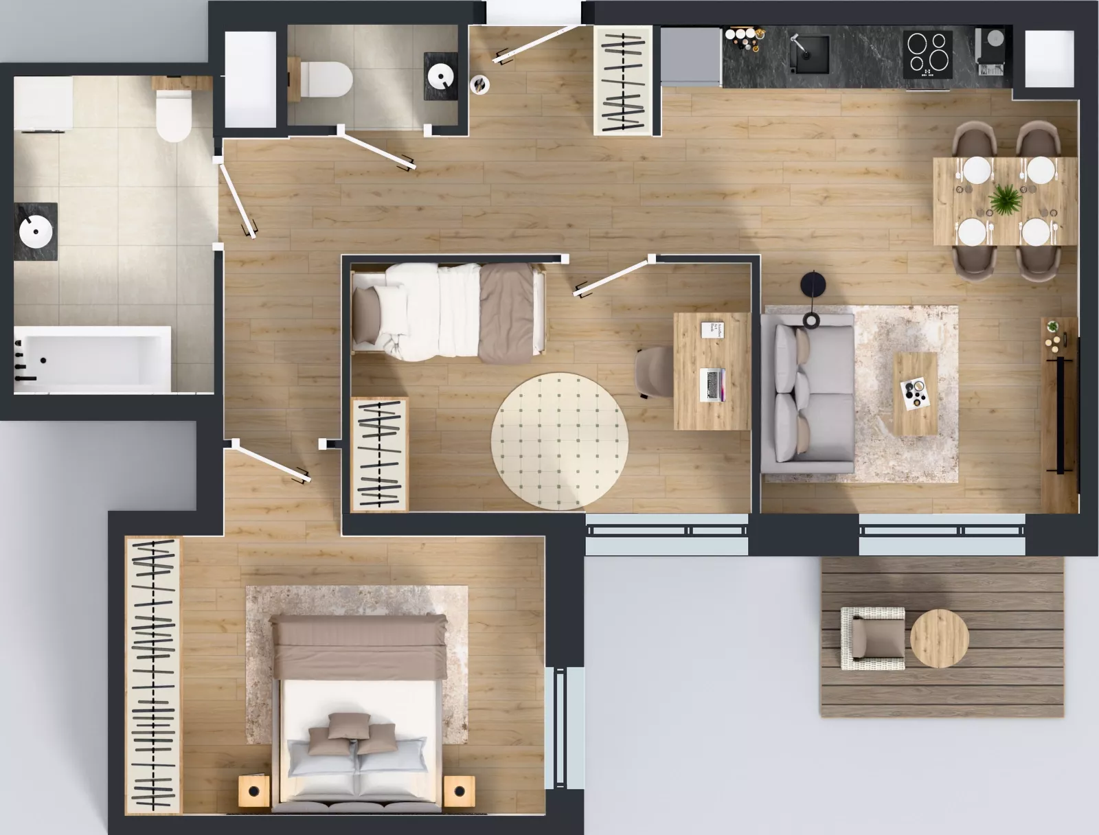 3 pokoje, mieszkanie 60,53 m², piętro 5, oferta nr B/31, Osiedle przy Wielickiej etap 1.2, Kraków, Bieżanów-Prokocim, ul. M. Orwid