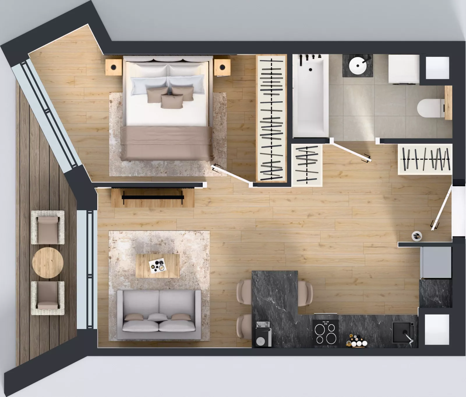 2 pokoje, mieszkanie 39,38 m², piętro 5, oferta nr B/34, Osiedle przy Wielickiej etap 1.2, Kraków, Bieżanów-Prokocim, ul. M. Orwid
