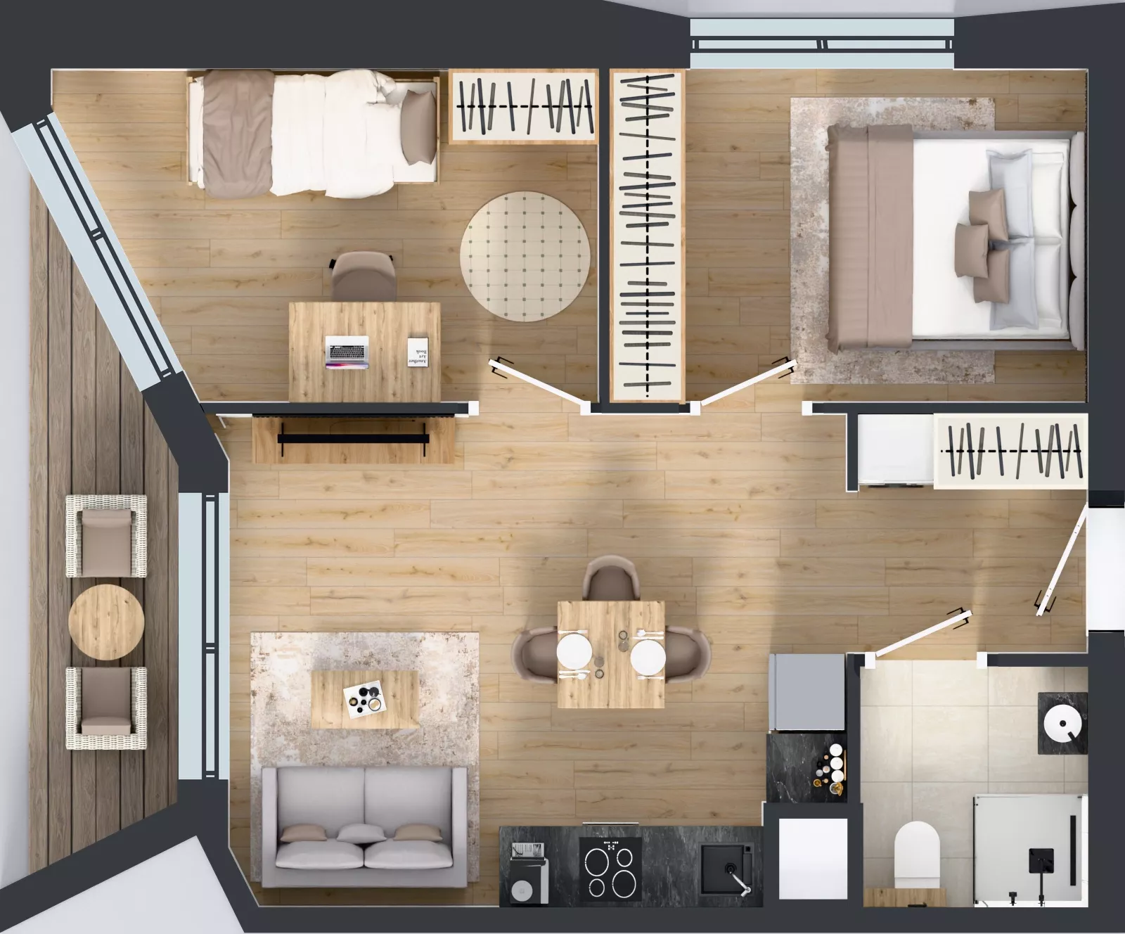 3 pokoje, mieszkanie 45,83 m², piętro 5, oferta nr B/35, Osiedle przy Wielickiej etap 1.2, Kraków, Bieżanów-Prokocim, ul. M. Orwid