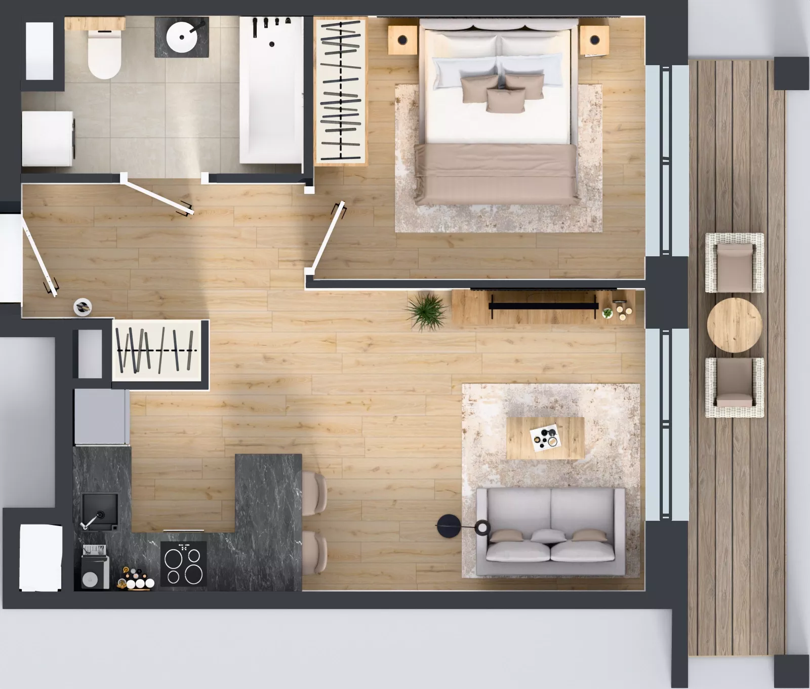 2 pokoje, mieszkanie 39,28 m², piętro 1, oferta nr B/45, Osiedle przy Wielickiej etap 1.2, Kraków, Bieżanów-Prokocim, ul. M. Orwid