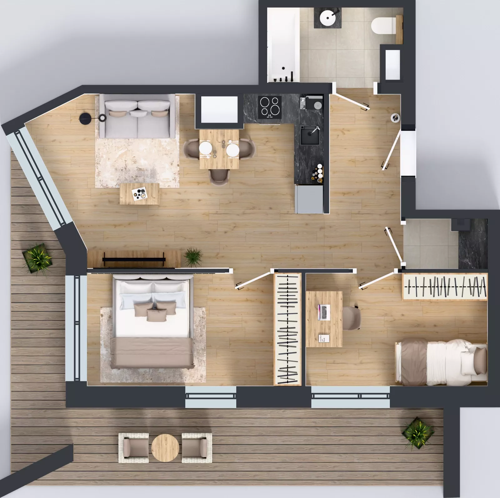 3 pokoje, mieszkanie 53,23 m², piętro 2, oferta nr B/55, Osiedle przy Wielickiej etap 1.2, Kraków, Bieżanów-Prokocim, ul. M. Orwid