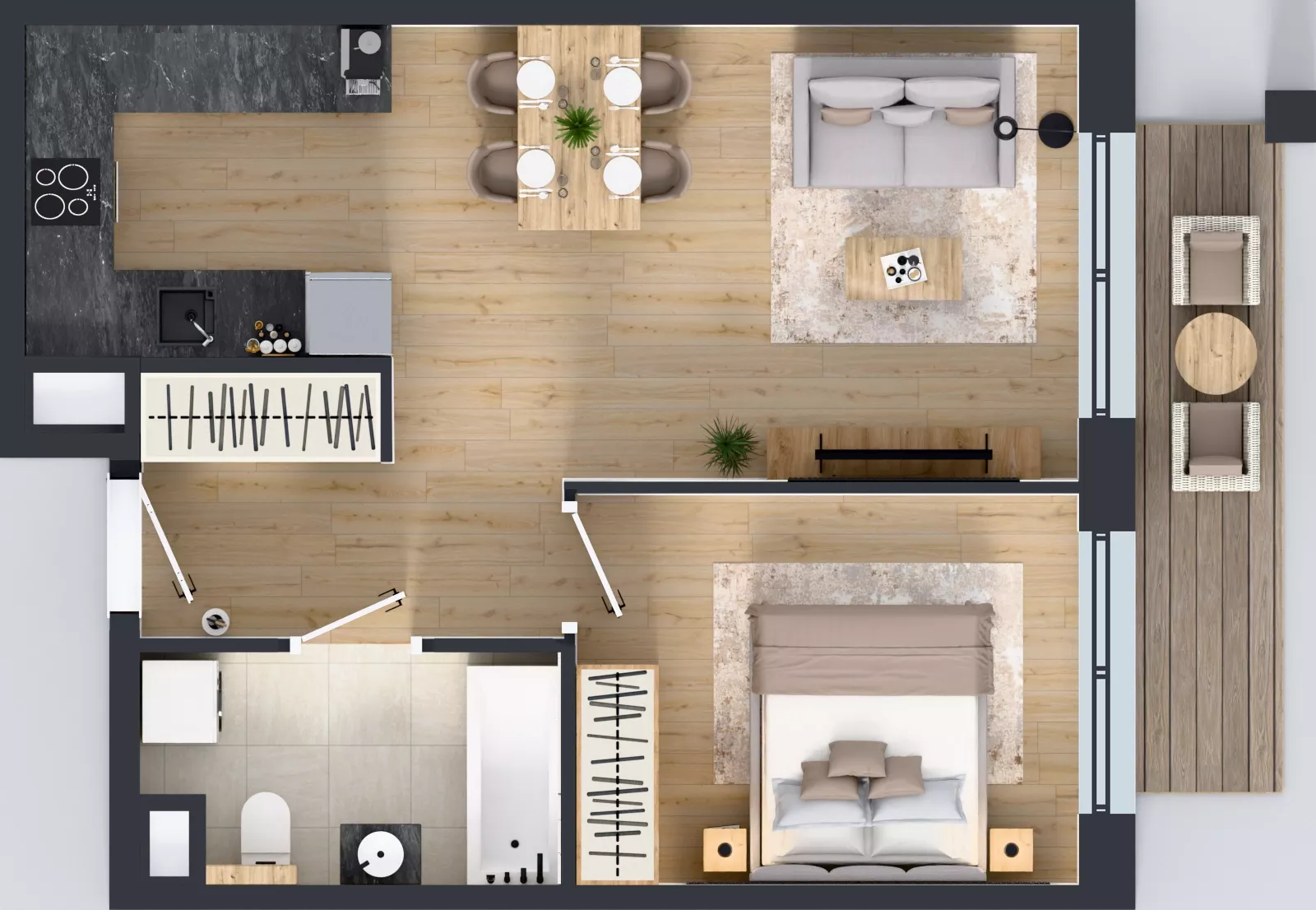 2 pokoje, mieszkanie 43,95 m², piętro 3, oferta nr B/58, Osiedle przy Wielickiej etap 1.2, Kraków, Bieżanów-Prokocim, ul. M. Orwid
