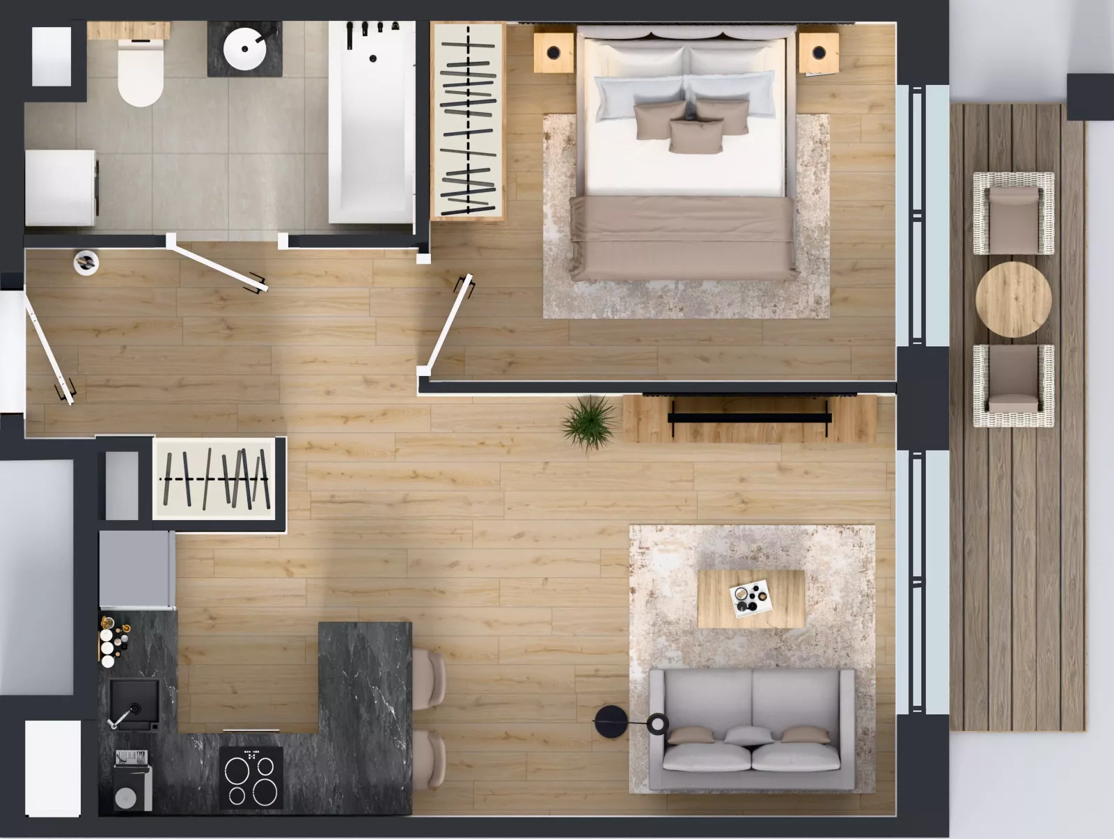 2 pokoje, mieszkanie 39,92 m², piętro 3, oferta nr B/59, Osiedle przy Wielickiej etap 1.2, Kraków, Bieżanów-Prokocim, ul. M. Orwid