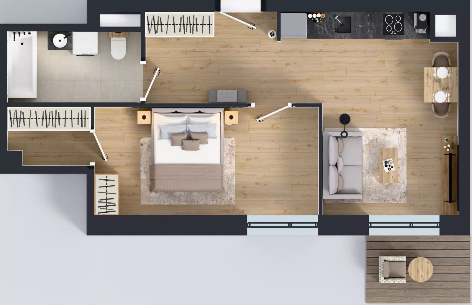 2 pokoje, mieszkanie 46,92 m², piętro 2, oferta nr B/89, Osiedle przy Wielickiej etap 1.2, Kraków, Bieżanów-Prokocim, ul. M. Orwid