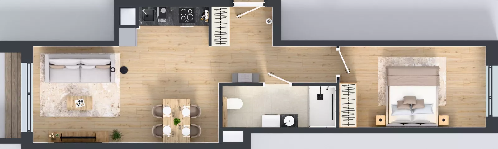 2 pokoje, mieszkanie 49,48 m², piętro 3, oferta nr B/96, Osiedle przy Wielickiej etap 1.2, Kraków, Bieżanów-Prokocim, ul. M. Orwid