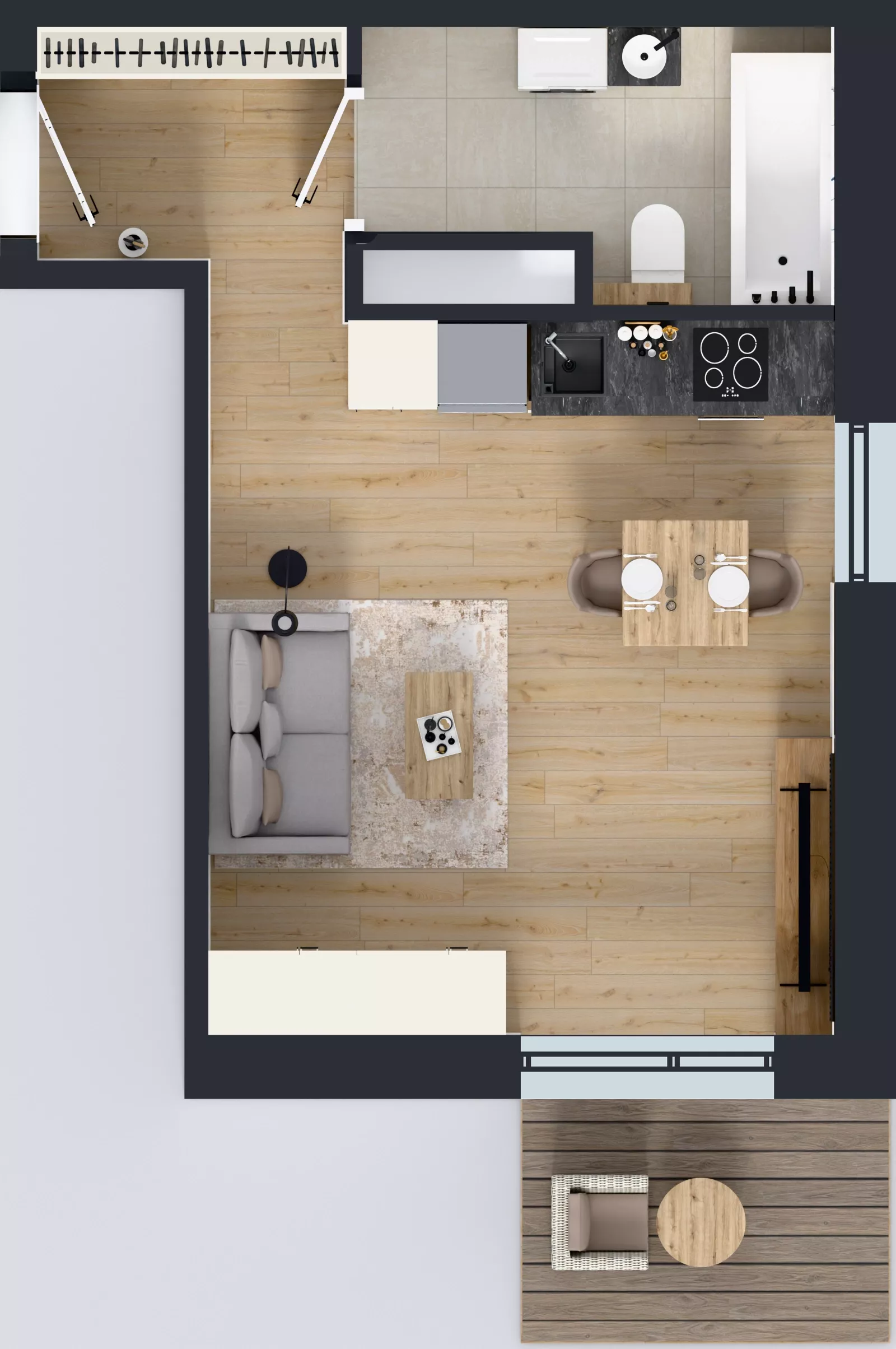 1 pokój, mieszkanie 29,23 m², piętro 4, oferta nr B/100, Osiedle przy Wielickiej etap 1.2, Kraków, Bieżanów-Prokocim, ul. M. Orwid