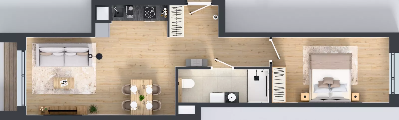 2 pokoje, mieszkanie 49,48 m², piętro 4, oferta nr B/102, Osiedle przy Wielickiej etap 1.2, Kraków, Bieżanów-Prokocim, ul. M. Orwid