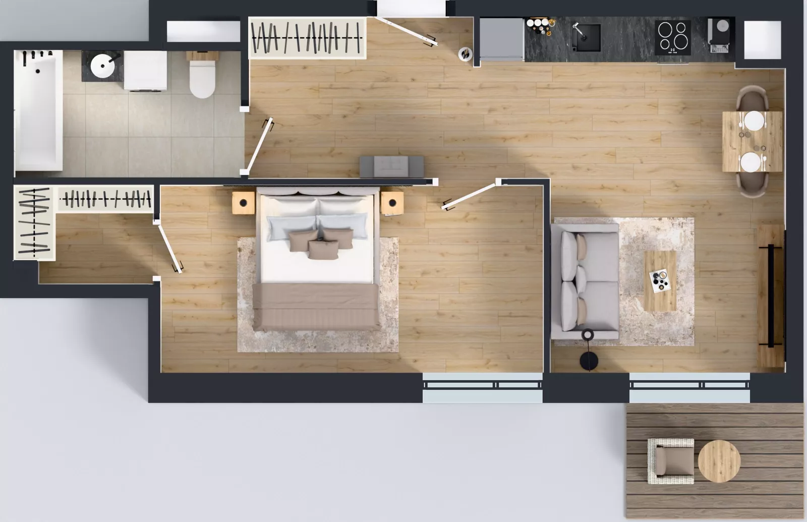 2 pokoje, mieszkanie 48,22 m², piętro 5, oferta nr B/107, Osiedle przy Wielickiej etap 1.2, Kraków, Bieżanów-Prokocim, ul. M. Orwid