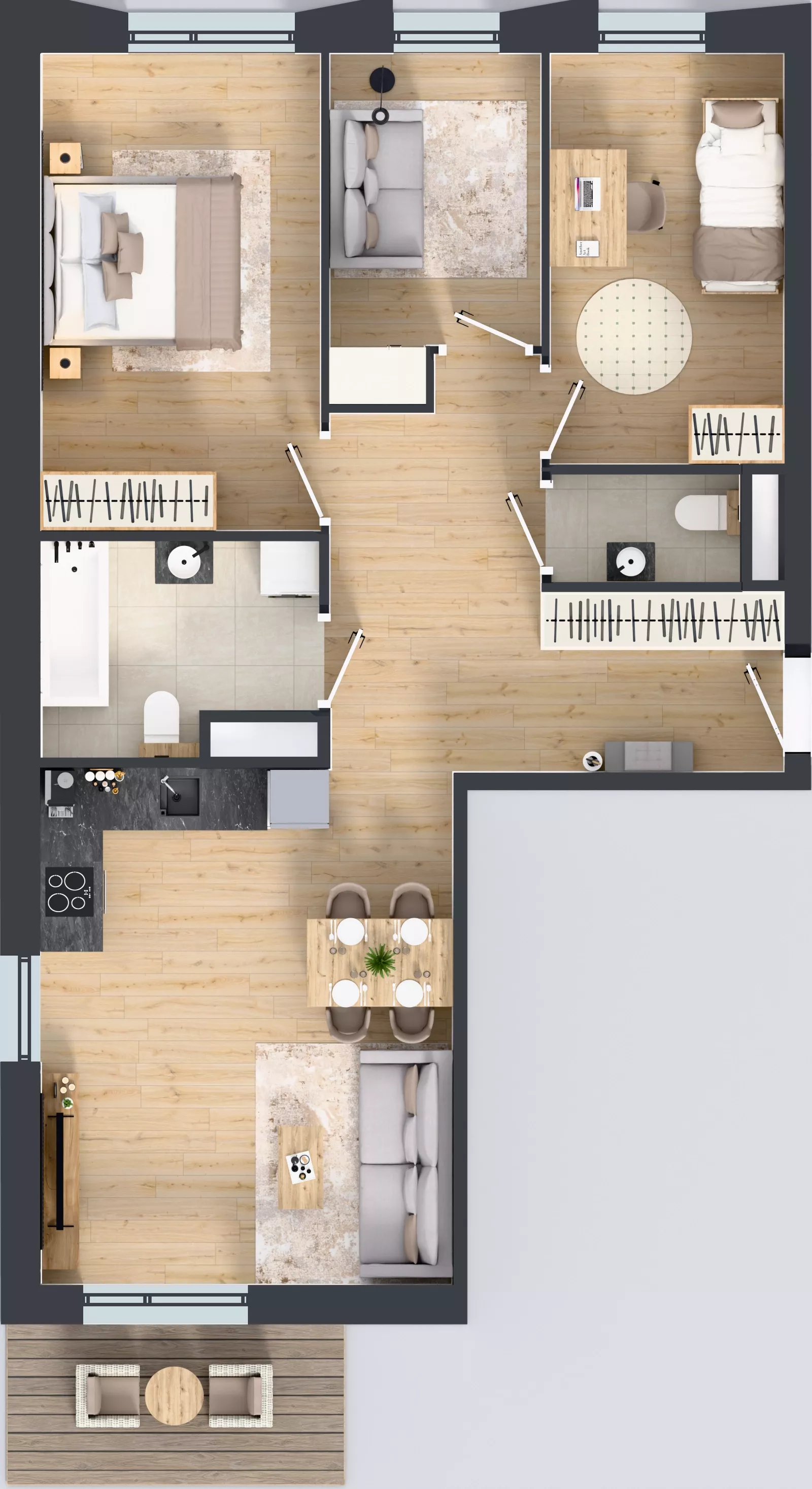 4 pokoje, mieszkanie 74,38 m², piętro 5, oferta nr B/110, Osiedle przy Wielickiej etap 1.2, Kraków, Bieżanów-Prokocim, ul. M. Orwid