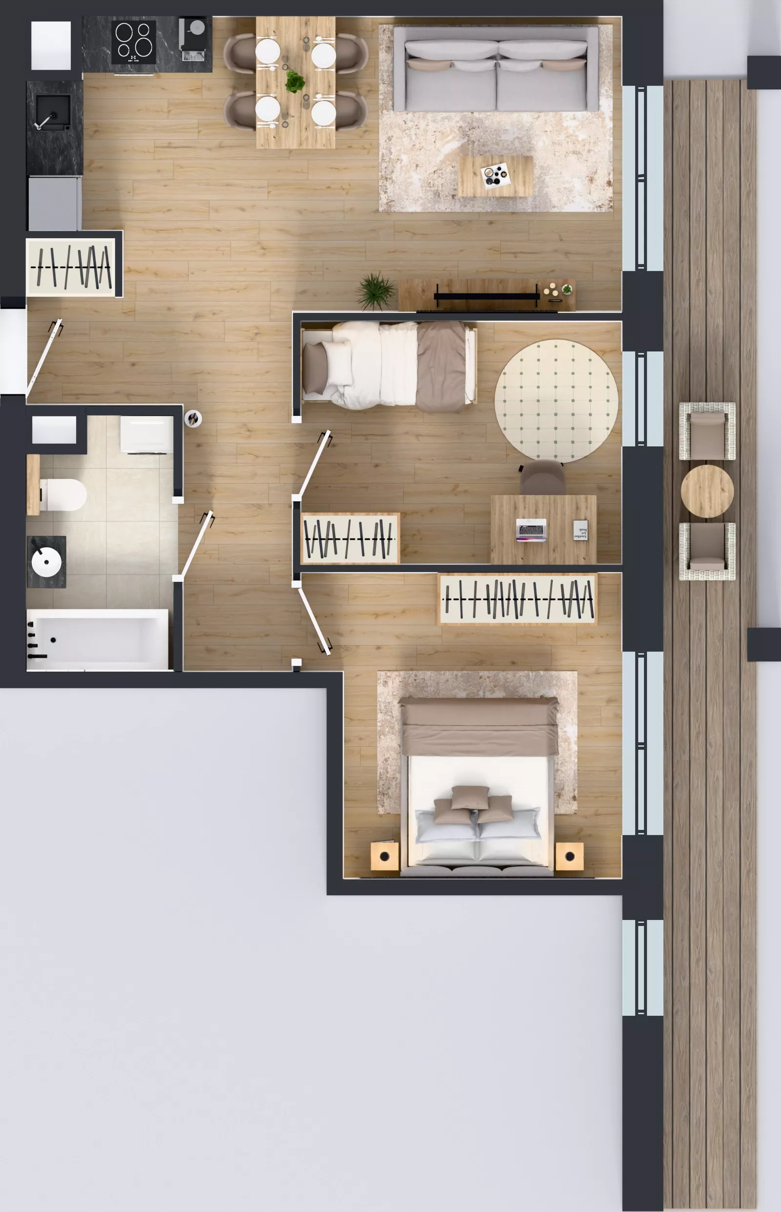 3 pokoje, mieszkanie 54,95 m², piętro 1, oferta nr B/124, Osiedle przy Wielickiej etap 1.2, Kraków, Bieżanów-Prokocim, ul. M. Orwid