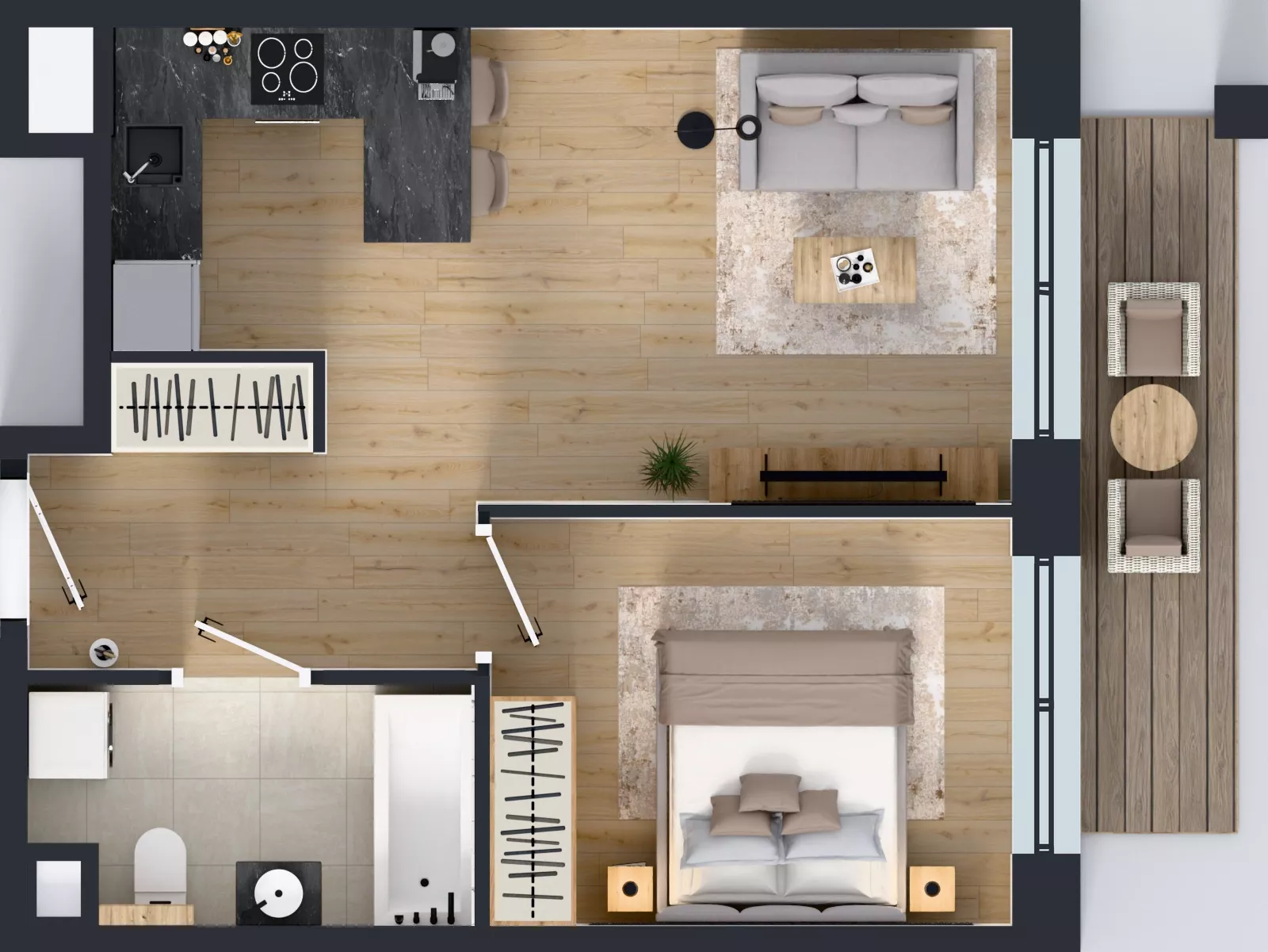 2 pokoje, mieszkanie 39,47 m², piętro 2, oferta nr B/125, Osiedle przy Wielickiej etap 1.2, Kraków, Bieżanów-Prokocim, ul. M. Orwid