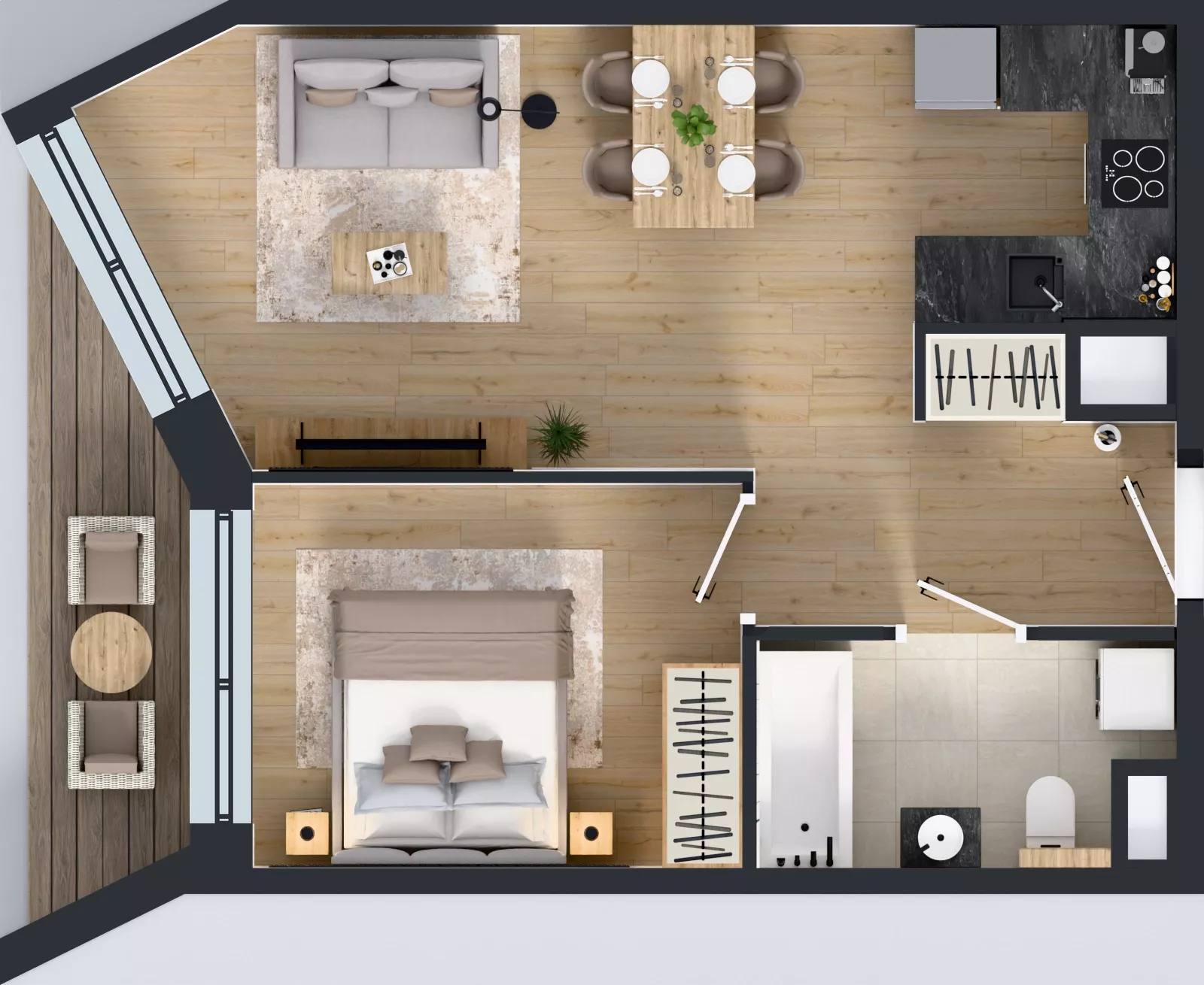 2 pokoje, mieszkanie 42,74 m², piętro 2, oferta nr B/129, Osiedle przy Wielickiej etap 1.2, Kraków, Bieżanów-Prokocim, ul. M. Orwid
