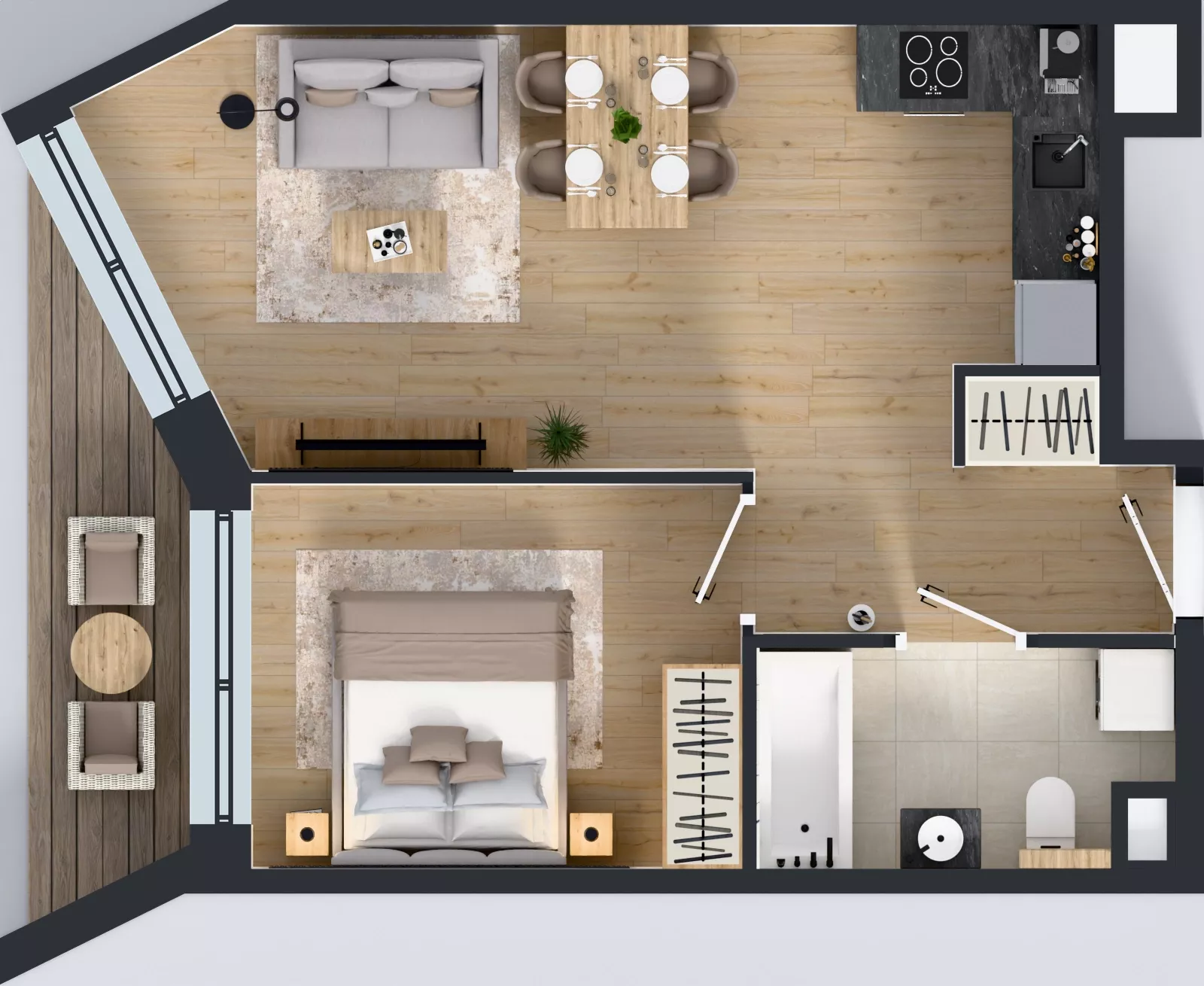 2 pokoje, mieszkanie 41,58 m², piętro 2, oferta nr B/130, Osiedle przy Wielickiej etap 1.2, Kraków, Bieżanów-Prokocim, ul. M. Orwid
