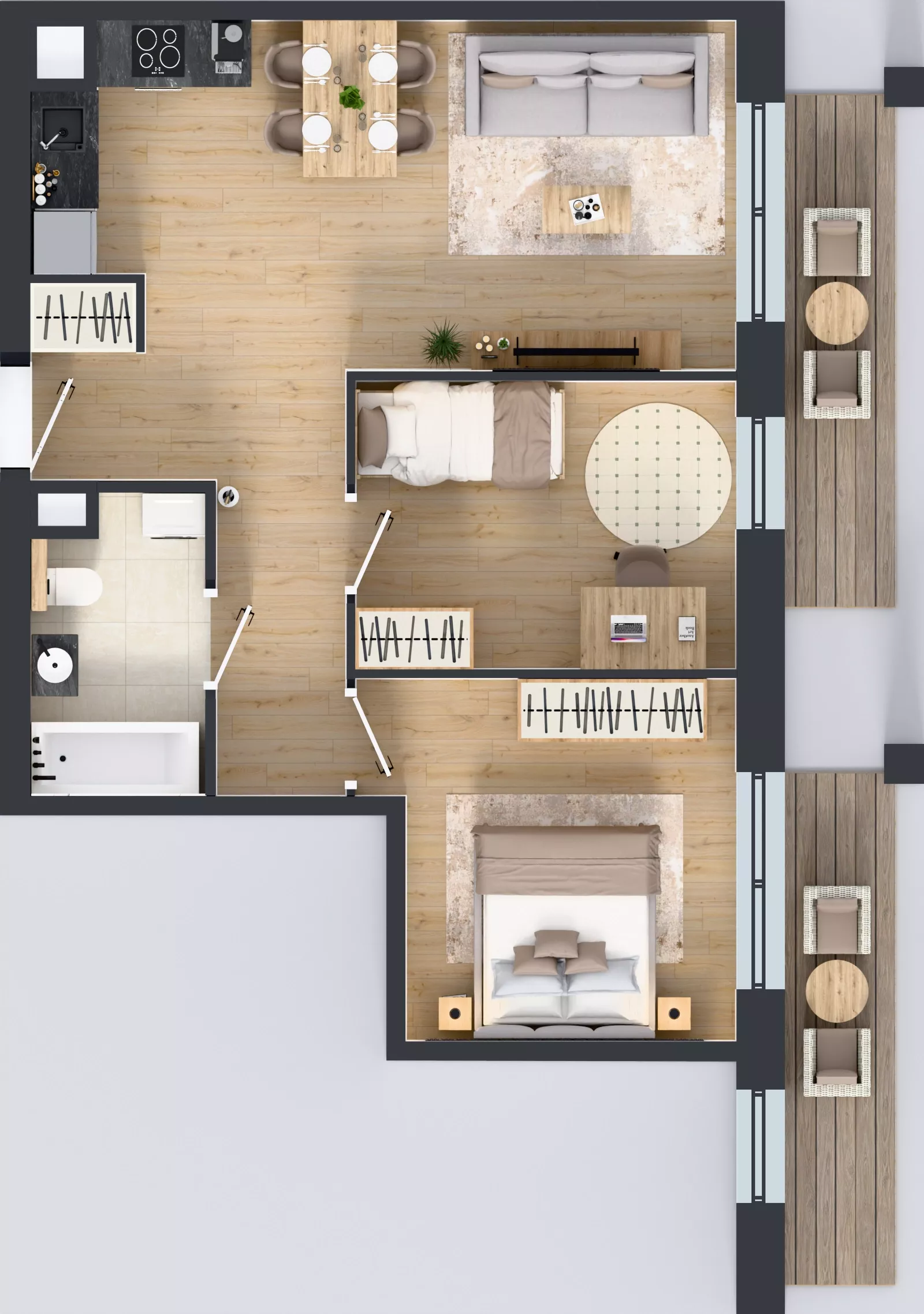3 pokoje, mieszkanie 54,99 m², piętro 2, oferta nr B/132, Osiedle przy Wielickiej etap 1.2, Kraków, Bieżanów-Prokocim, ul. M. Orwid
