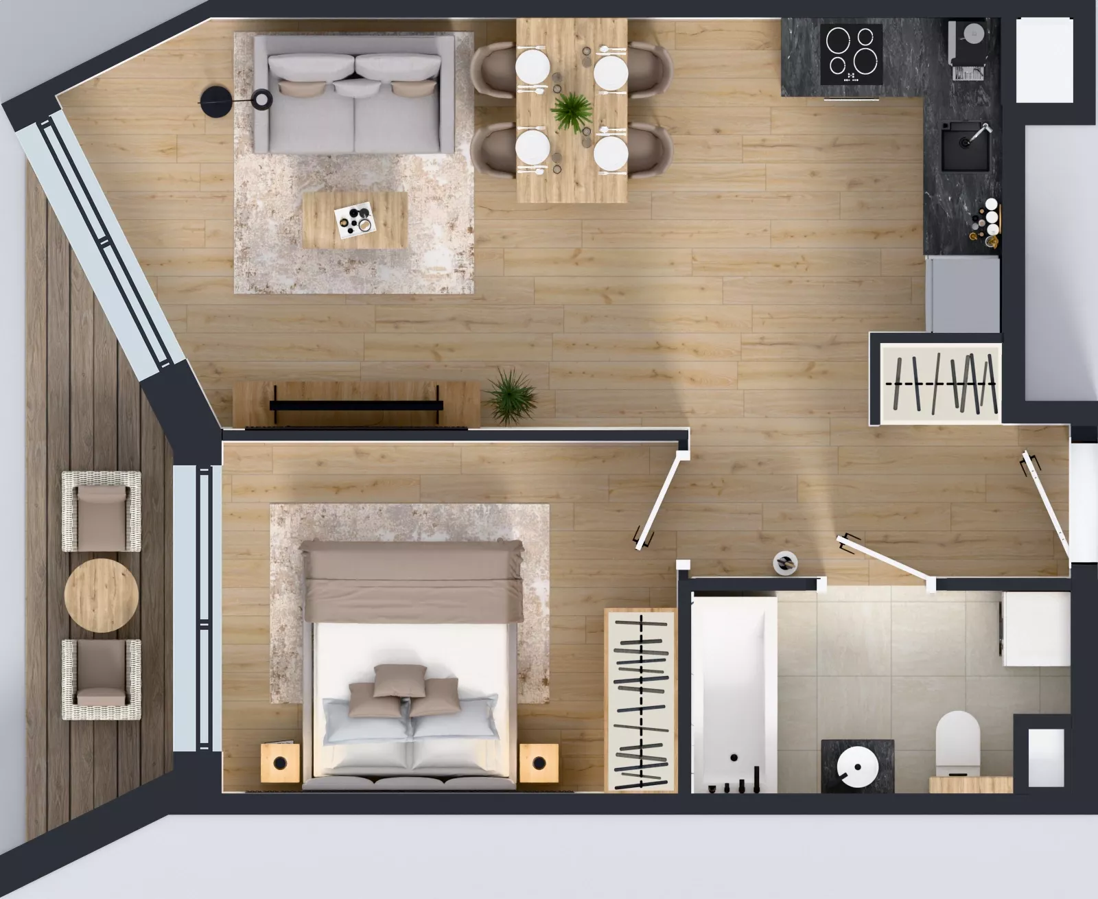 2 pokoje, mieszkanie 42,38 m², piętro 6, oferta nr B/158, Osiedle przy Wielickiej etap 1.2, Kraków, Bieżanów-Prokocim, ul. M. Orwid