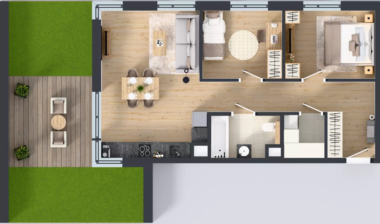 3 pokoje, mieszkanie 61,80 m², parter, oferta nr D/9, Osiedle Wilno 8.1.2, Warszawa, Targówek, Elsnerów, ul. Bukowiecka