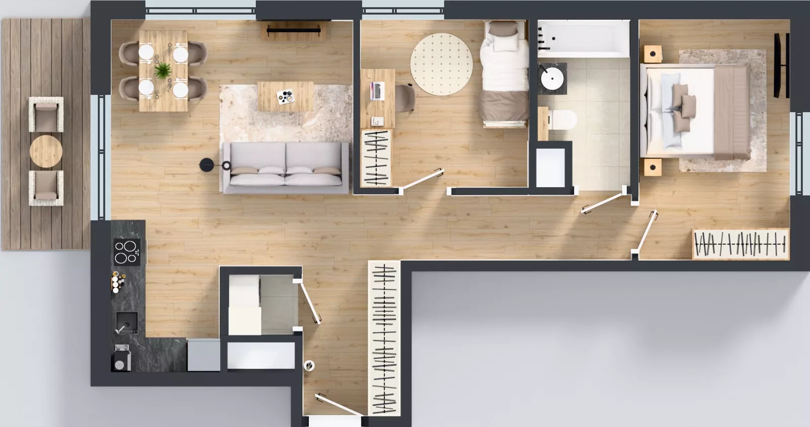 3 pokoje, mieszkanie 63,79 m², piętro 1, oferta nr D/12, Osiedle Wilno 8.1.2, Warszawa, Targówek, Elsnerów, ul. Bukowiecka