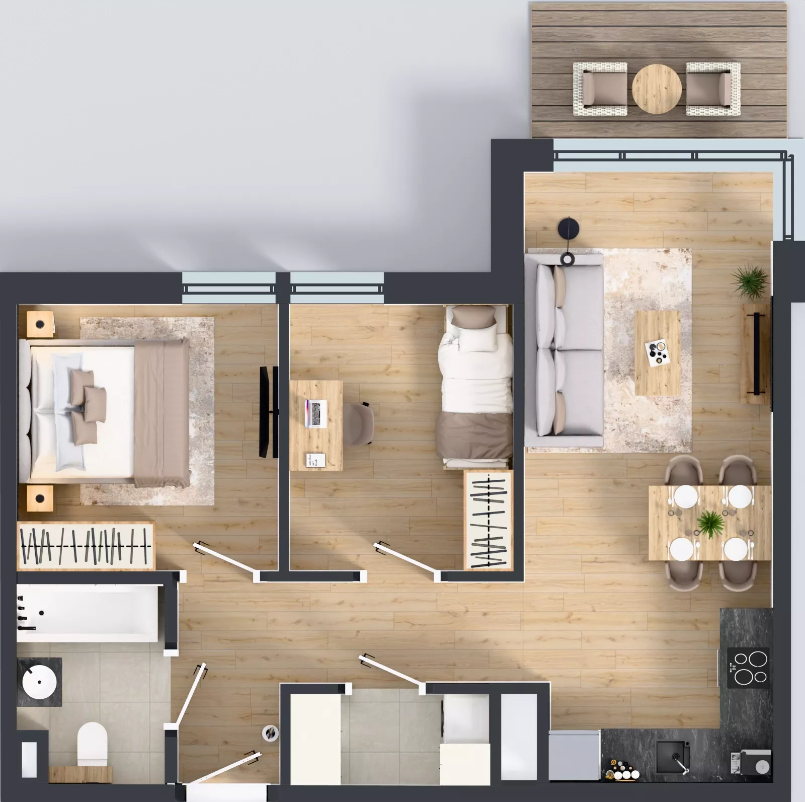 3 pokoje, mieszkanie 54,02 m², piętro 3, oferta nr D/28, Osiedle Wilno 8.1.2, Warszawa, Targówek, Elsnerów, ul. Bukowiecka