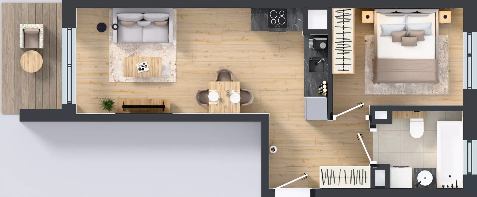 2 pokoje, mieszkanie 38,68 m², piętro 1, oferta nr D/42, Osiedle Wilno 8.1.2, Warszawa, Targówek, Elsnerów, ul. Bukowiecka