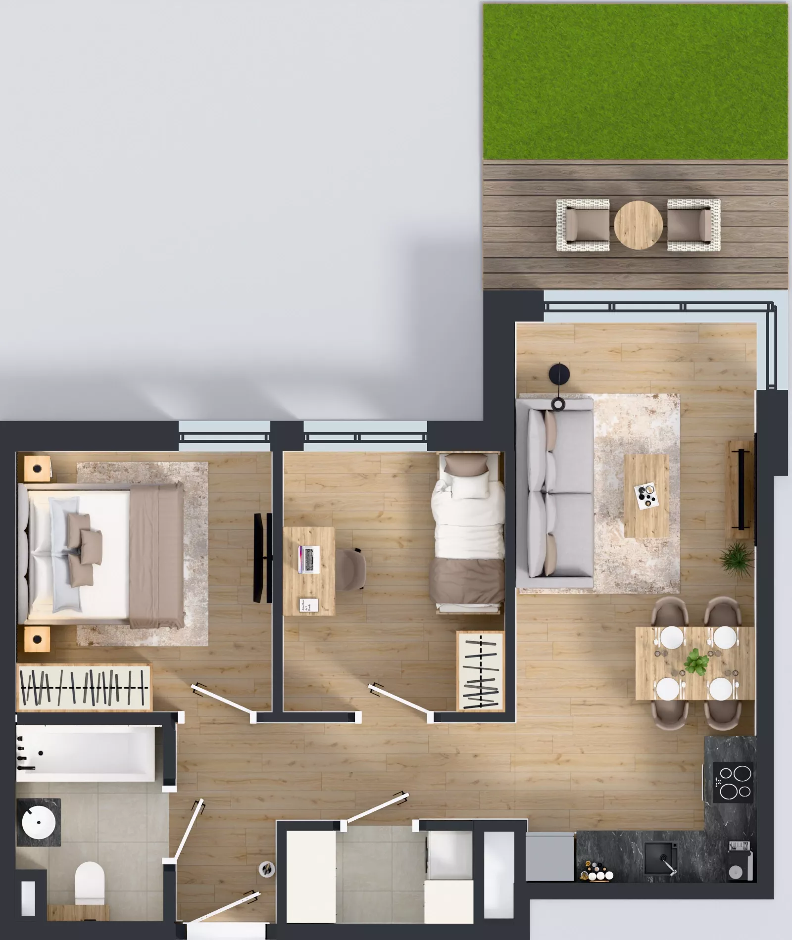 3 pokoje, mieszkanie 52,71 m², parter, oferta nr D/50, Osiedle Wilno 8.1.2, Warszawa, Targówek, Elsnerów, ul. Bukowiecka
