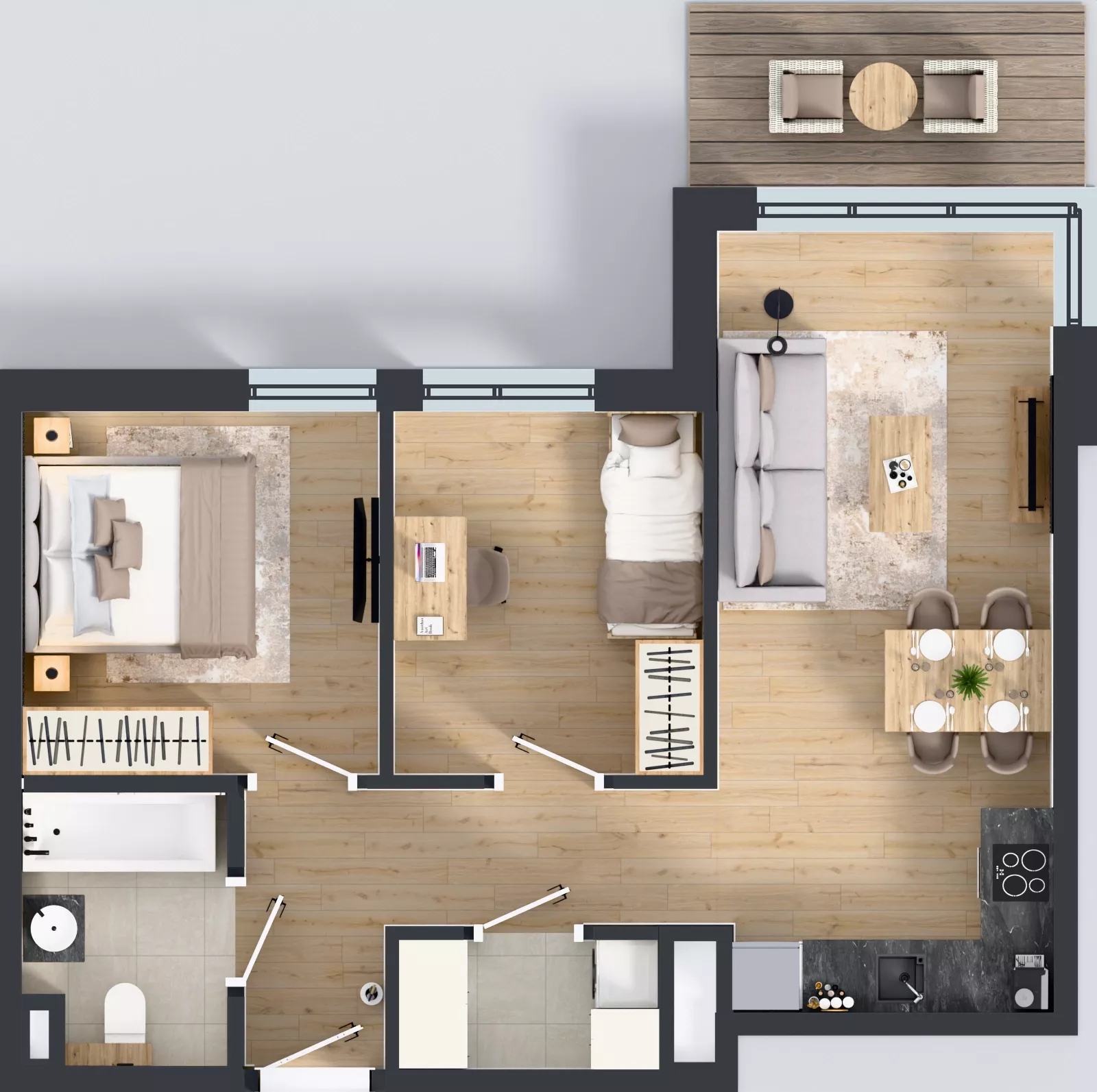 3 pokoje, mieszkanie 52,71 m², piętro 1, oferta nr D/57, Osiedle Wilno 8.1.2, Warszawa, Targówek, Elsnerów, ul. Bukowiecka