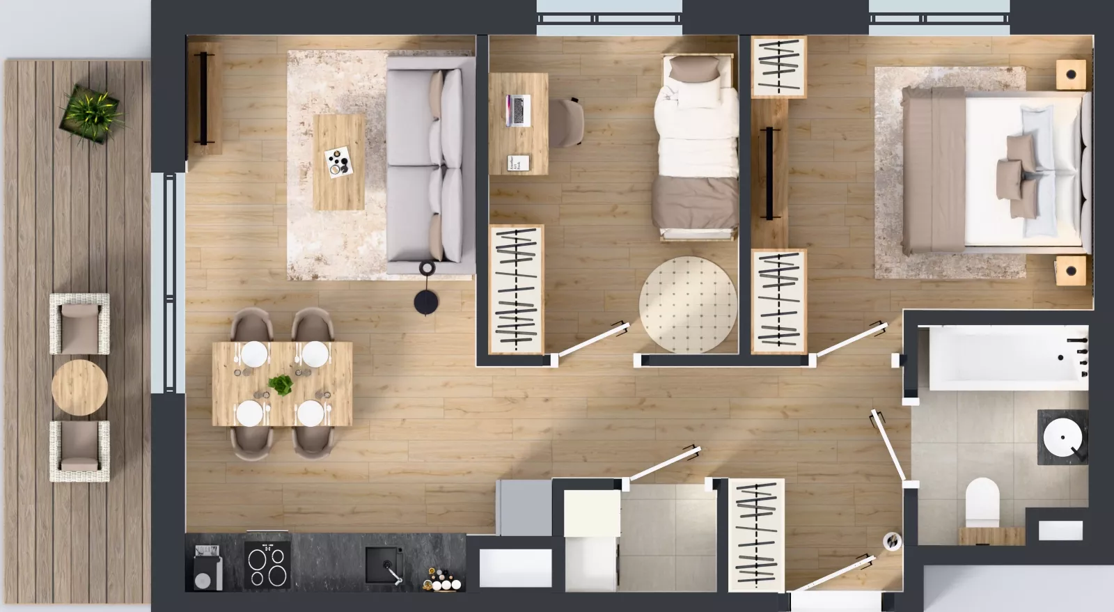 3 pokoje, mieszkanie 53,24 m², piętro 1, oferta nr B/7, Osiedle Wilno 8.1.2, Warszawa, Targówek, Elsnerów, ul. Bukowiecka