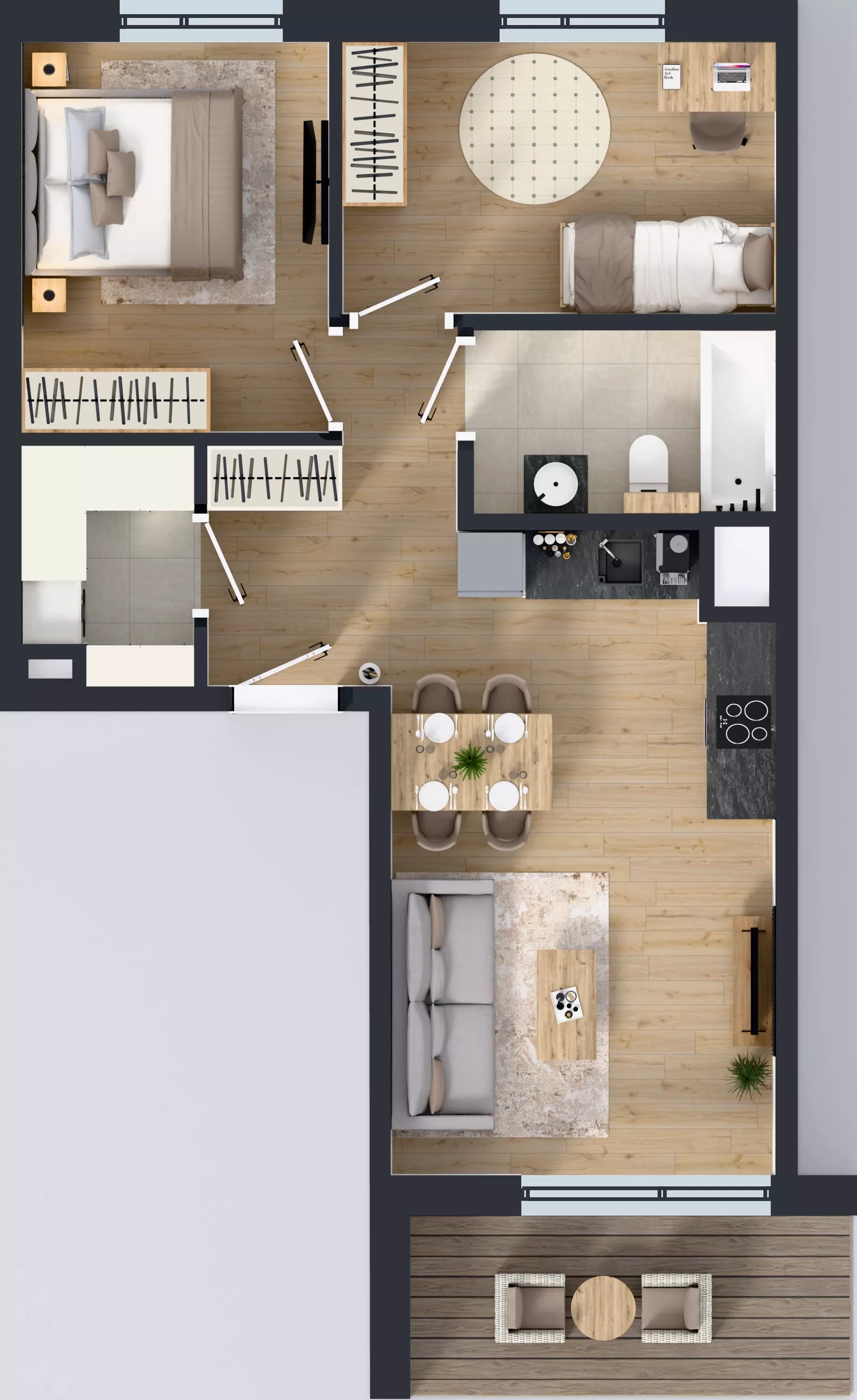 3 pokoje, mieszkanie 54,22 m², piętro 2, oferta nr B/13, Osiedle Wilno 8.1.2, Warszawa, Targówek, Elsnerów, ul. Bukowiecka