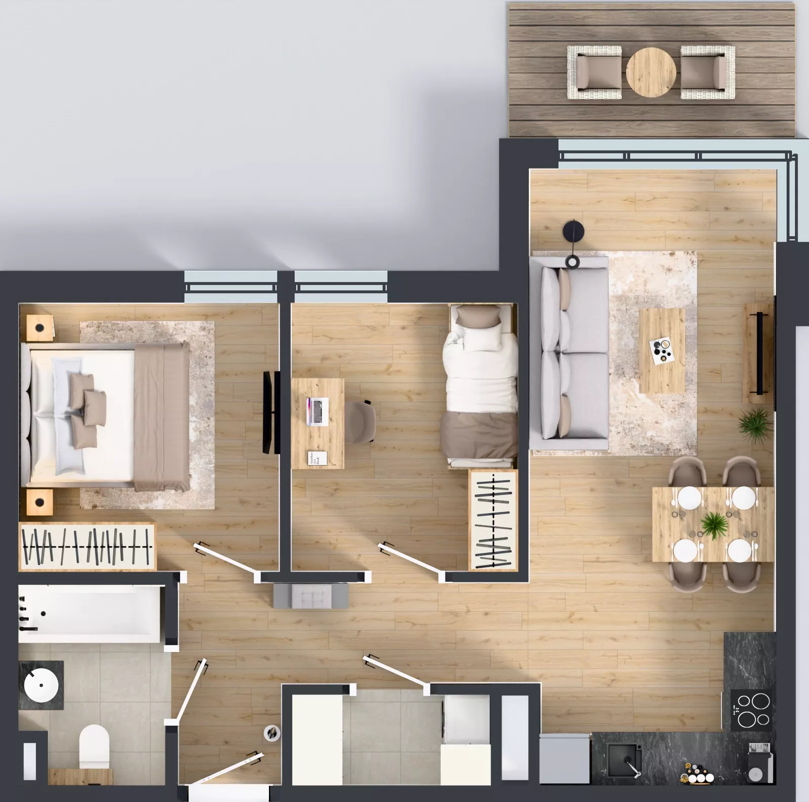 3 pokoje, mieszkanie 54,31 m², piętro 2, oferta nr C/15, Osiedle Wilno 8.1.2, Warszawa, Targówek, Elsnerów, ul. Bukowiecka
