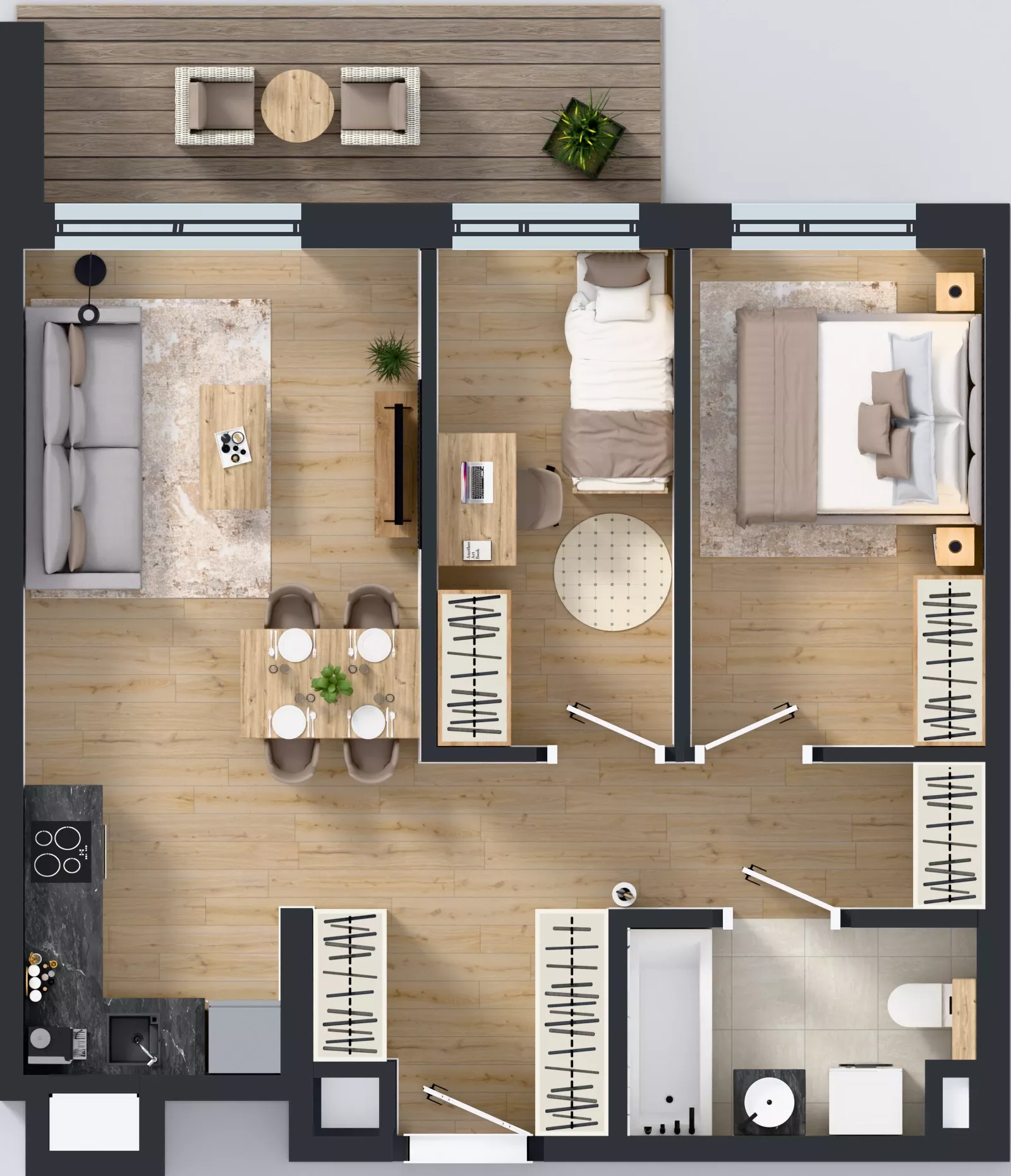 3 pokoje, mieszkanie 52,99 m², piętro 2, oferta nr C/18, Osiedle Wilno 8.1.2, Warszawa, Targówek, Elsnerów, ul. Bukowiecka